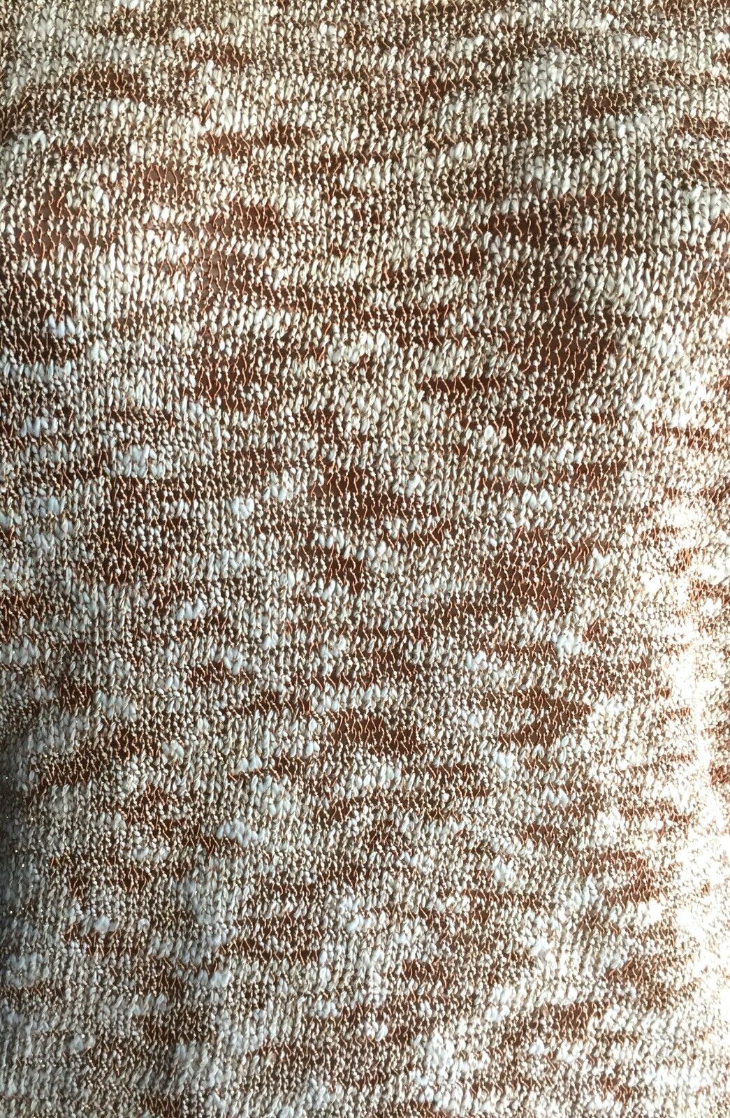 WITCHERY Top Short Sleeve Sweater  Beige Rust & Gold Metallic Lurex Sz XS 10 NEW