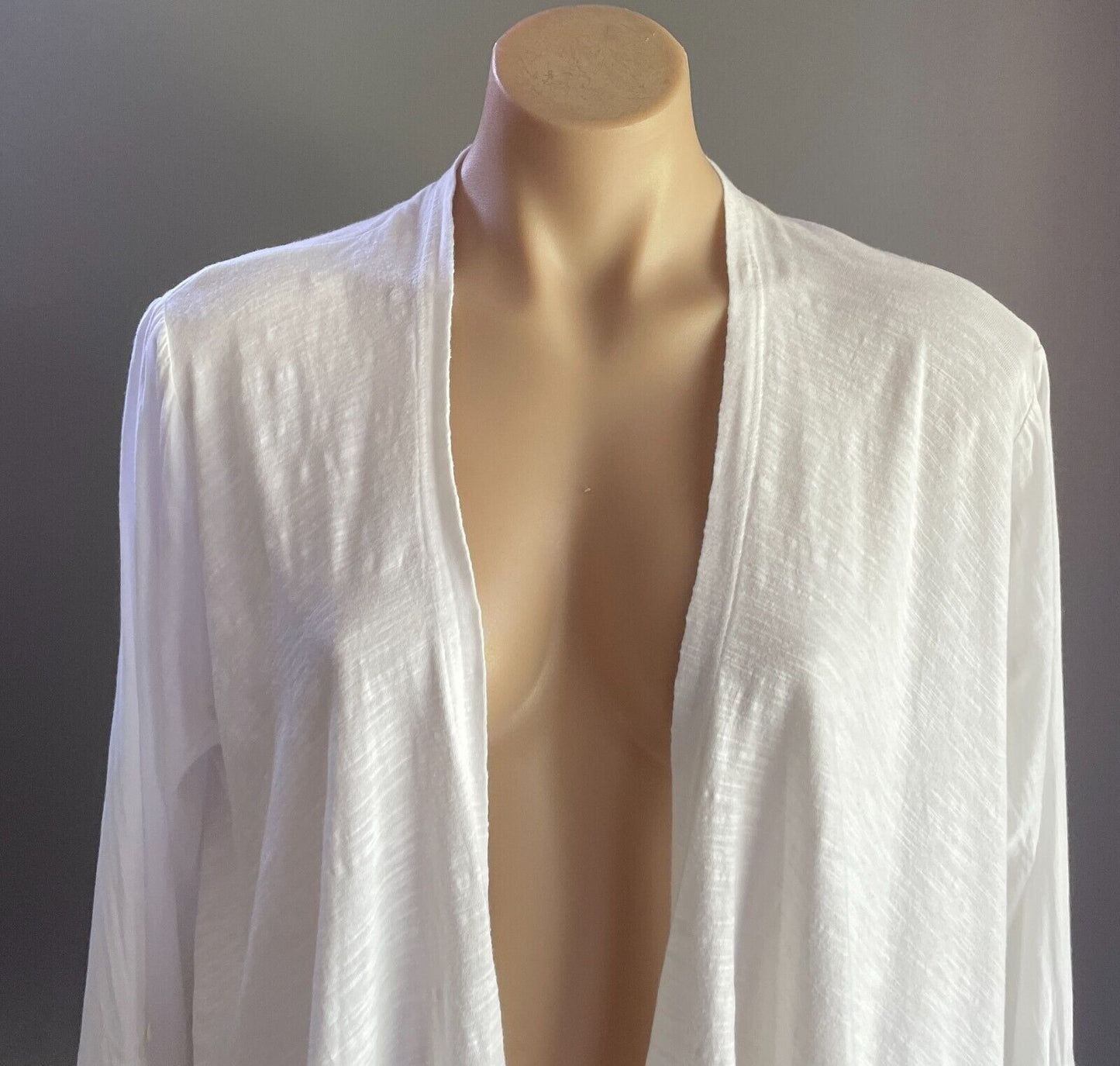WITCHERY Jacket White Cotton Lightweight Drape Size L 12 Adjustable Tab Sleeves