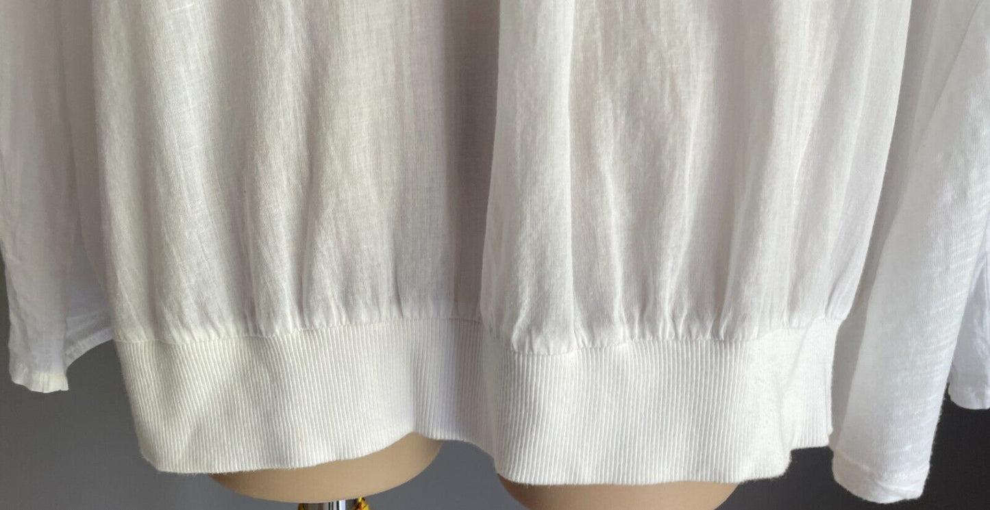 WITCHERY Jacket White Cotton Lightweight Drape Size L 12 Adjustable Tab Sleeves
