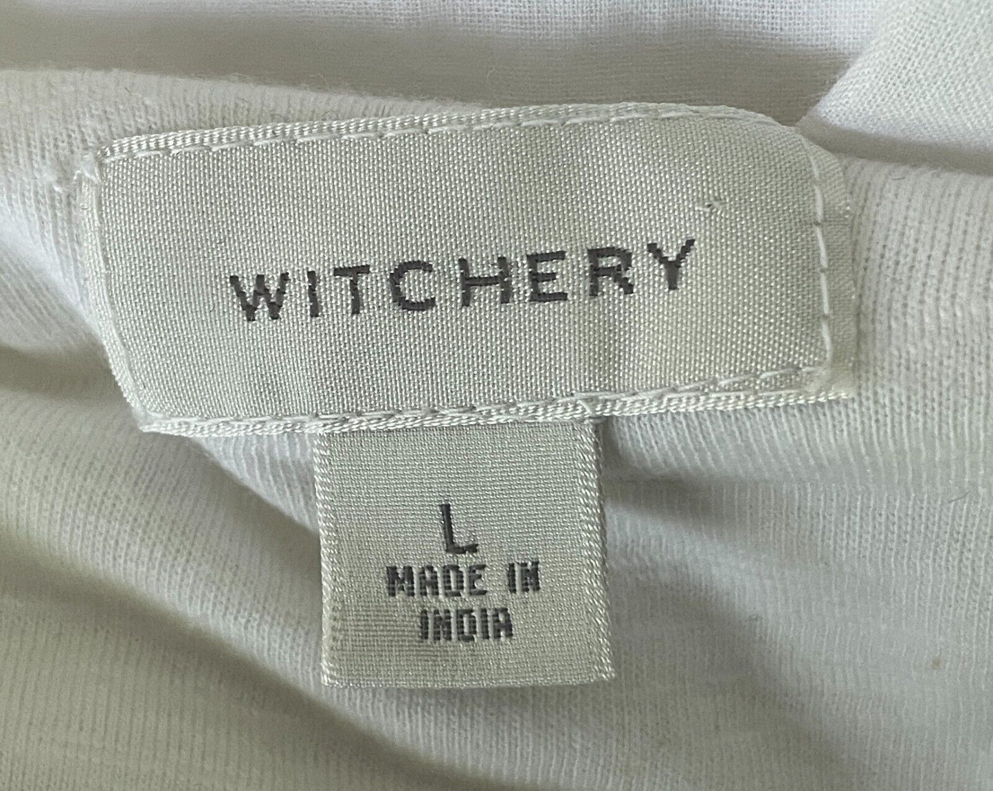 WITCHERY Jacket White Cotton Lightweight Drape Size L 12 Adjustable Tab Sleeves