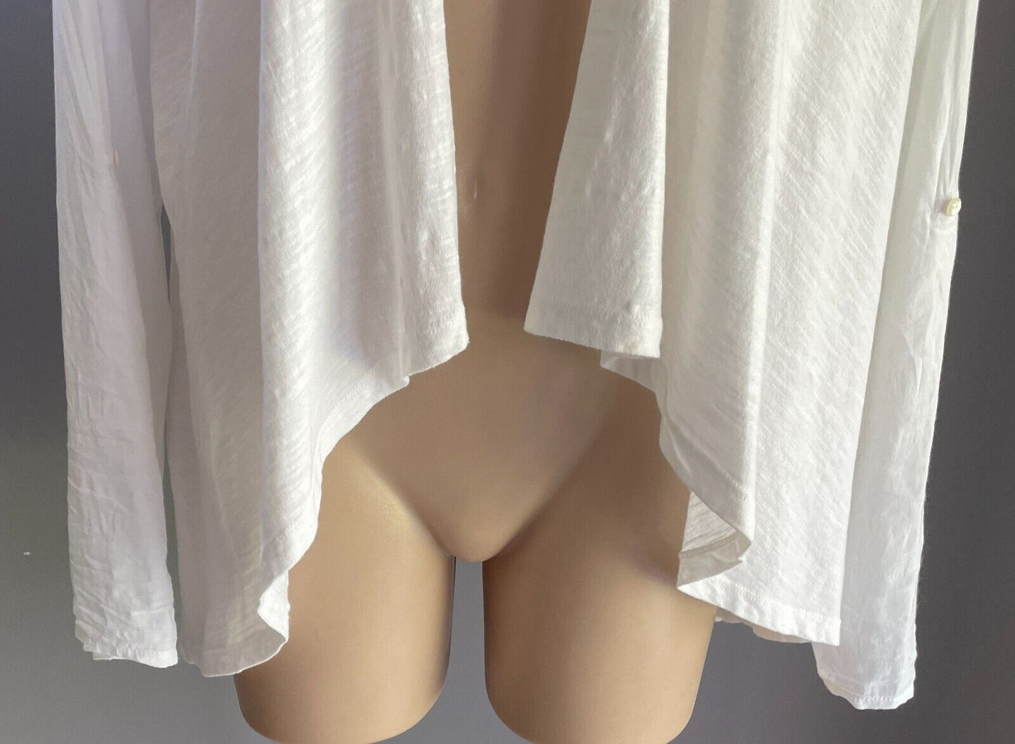 WITCHERY Jacket White Cotton Lightweight Drape Size L 12 Adjustable Tab Sleeves