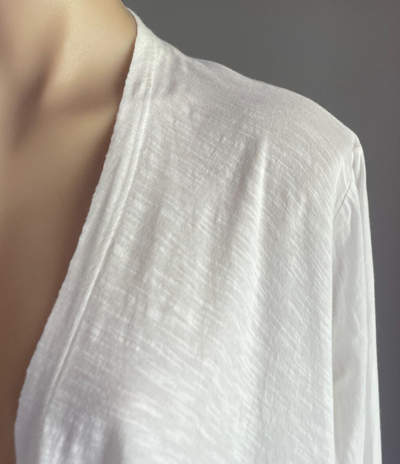 WITCHERY Jacket White Cotton Lightweight Drape Size L 12 Adjustable Tab Sleeves