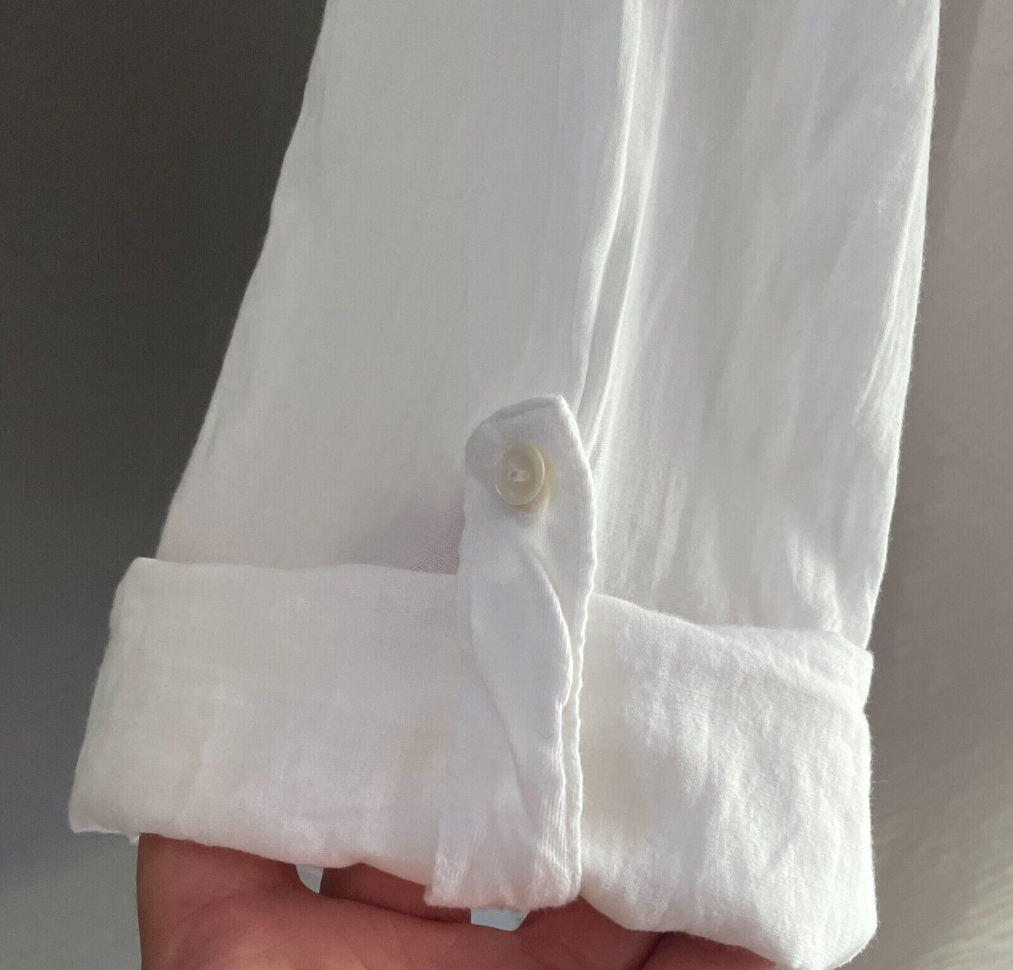 WITCHERY Jacket White Cotton Lightweight Drape Size L 12 Adjustable Tab Sleeves