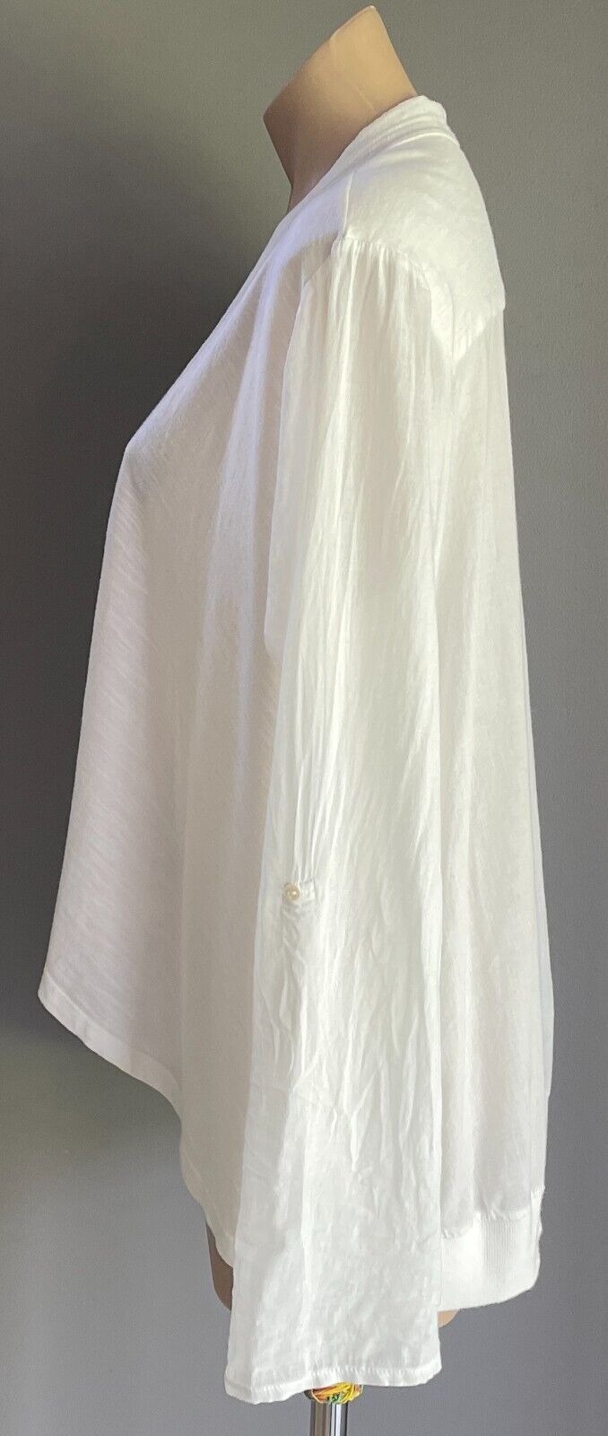 WITCHERY Jacket White Cotton Lightweight Drape Size L 12 Adjustable Tab Sleeves