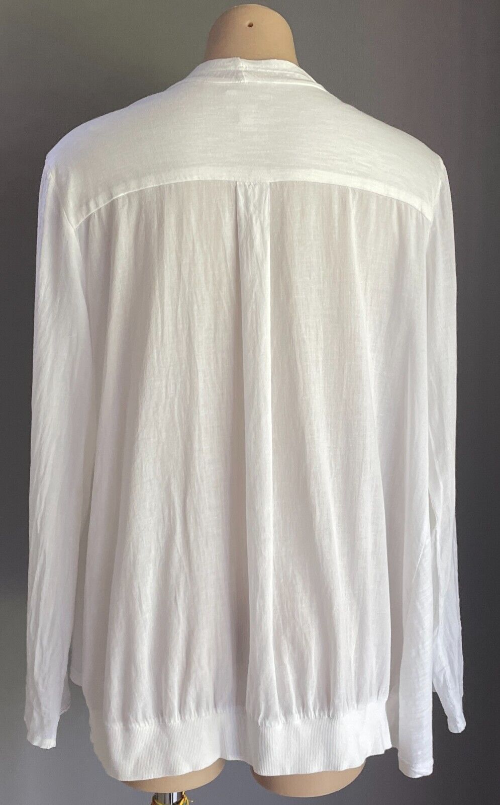 WITCHERY Jacket White Cotton Lightweight Drape Size L 12 Adjustable Tab Sleeves