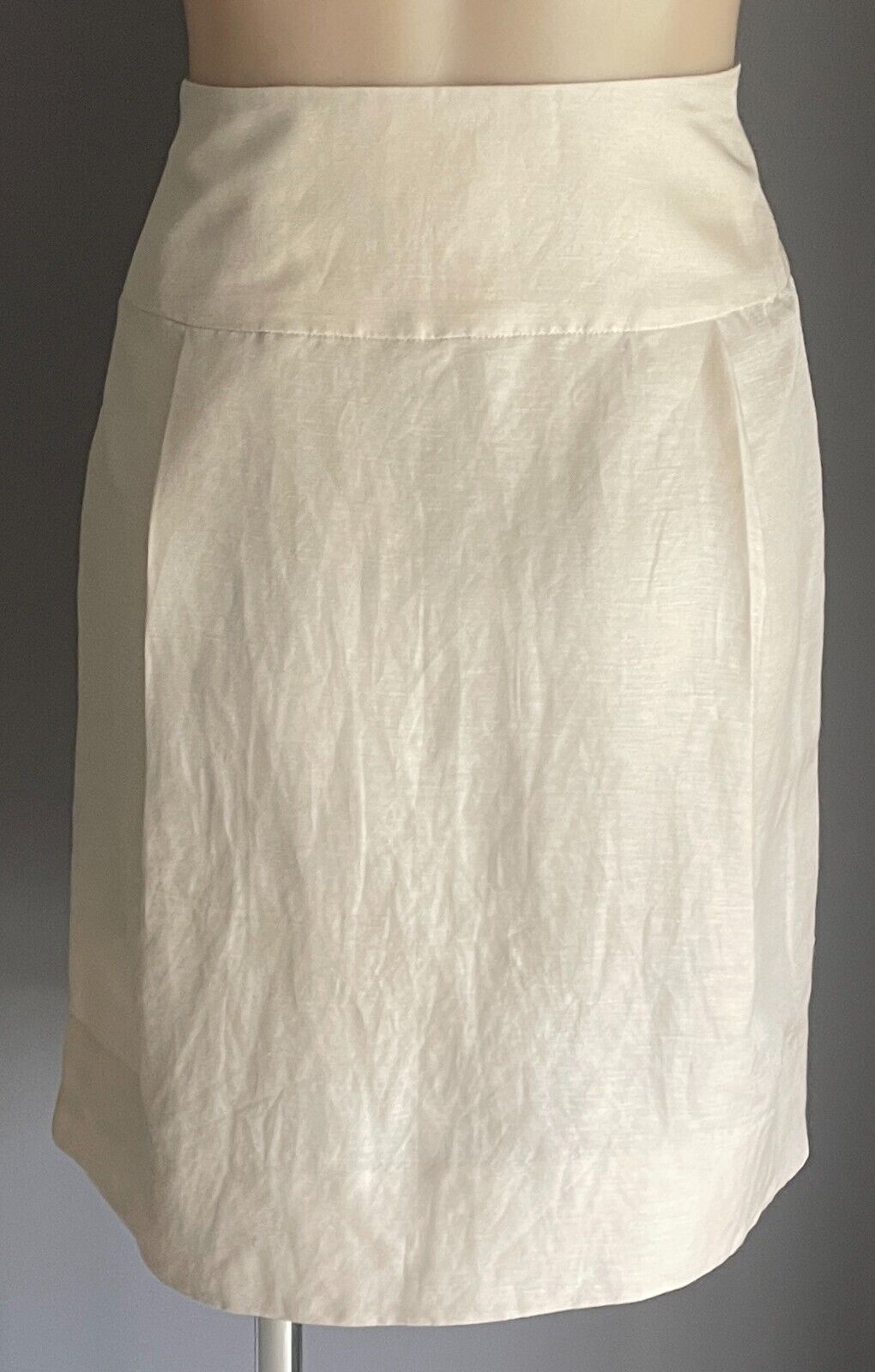 COUNTRY ROAD Skirt Champagne Colour Linen Silk Blend Size 10 Pleat Front Pockets
