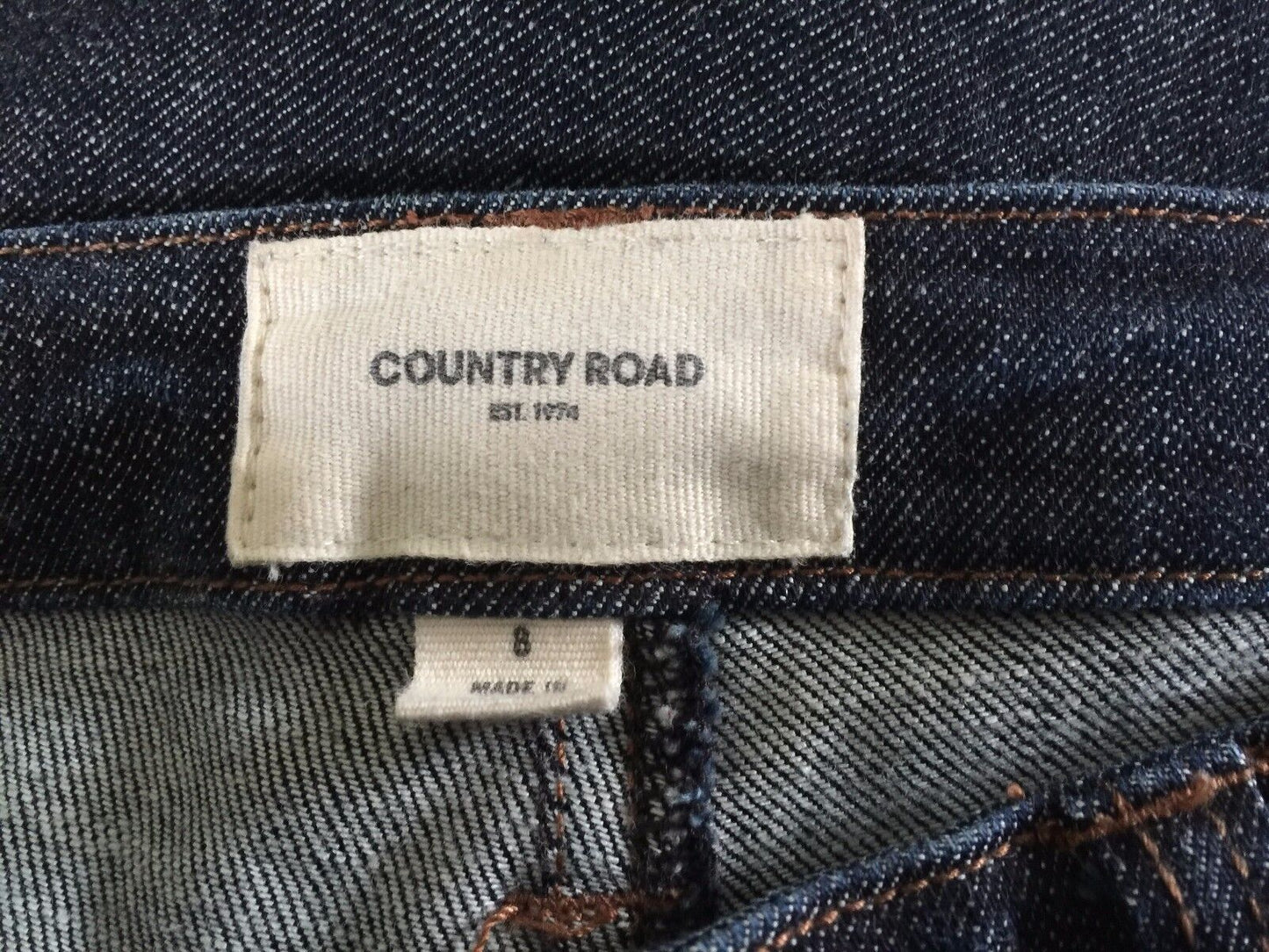 COUNTRY ROAD Denim Jeans Blue Low Rise Skinny Leg Dark Wash Size 8 Ladies