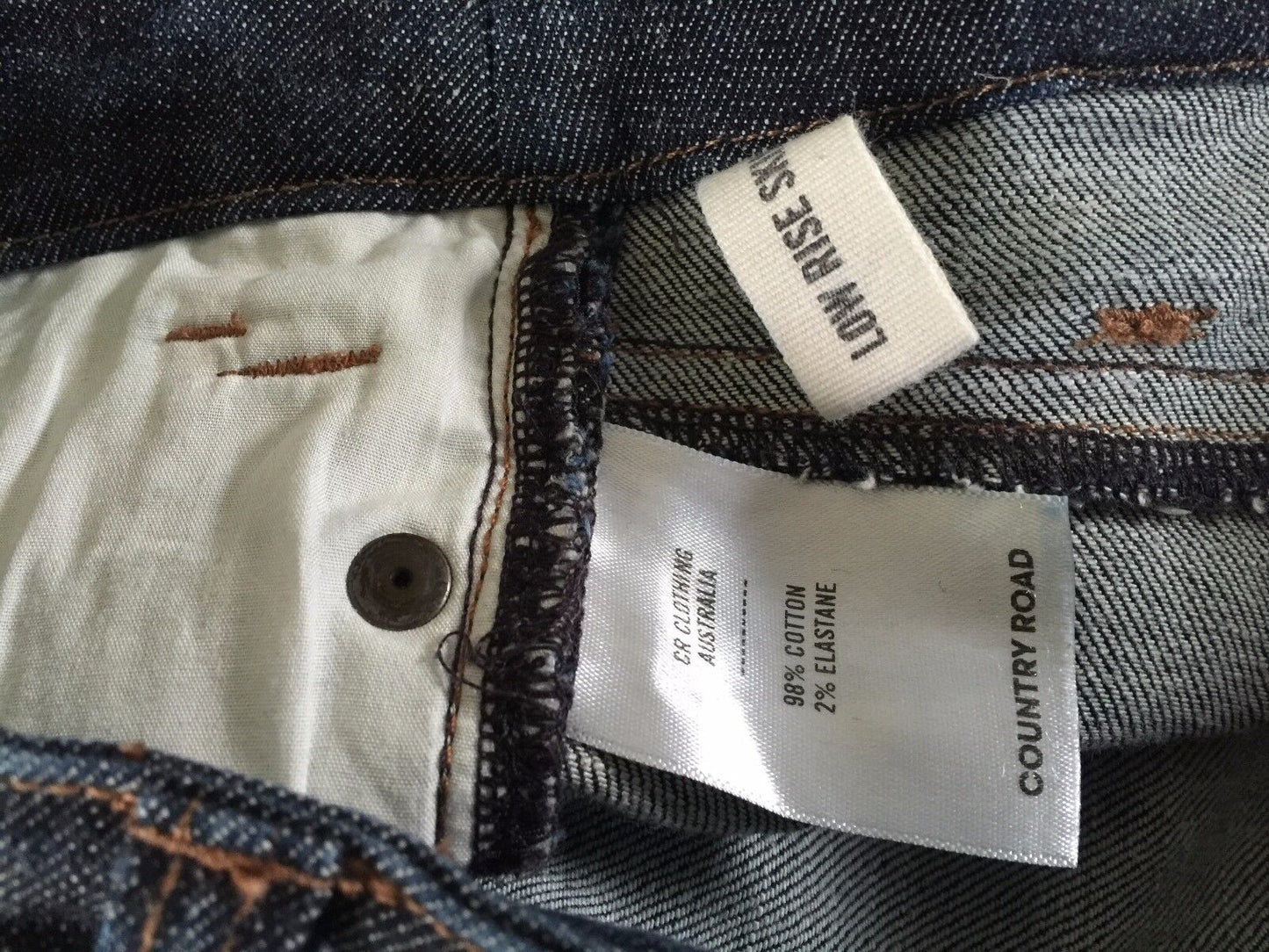 COUNTRY ROAD Denim Jeans Blue Low Rise Skinny Leg Dark Wash Size 8 Ladies