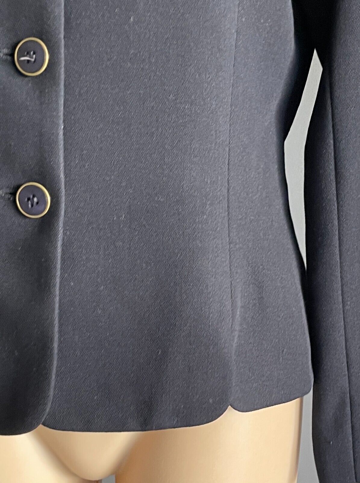 PERRI CUTTEN Jacket Navy Blue Round Neck Long Sleeve Tailored Blazer Sz 12