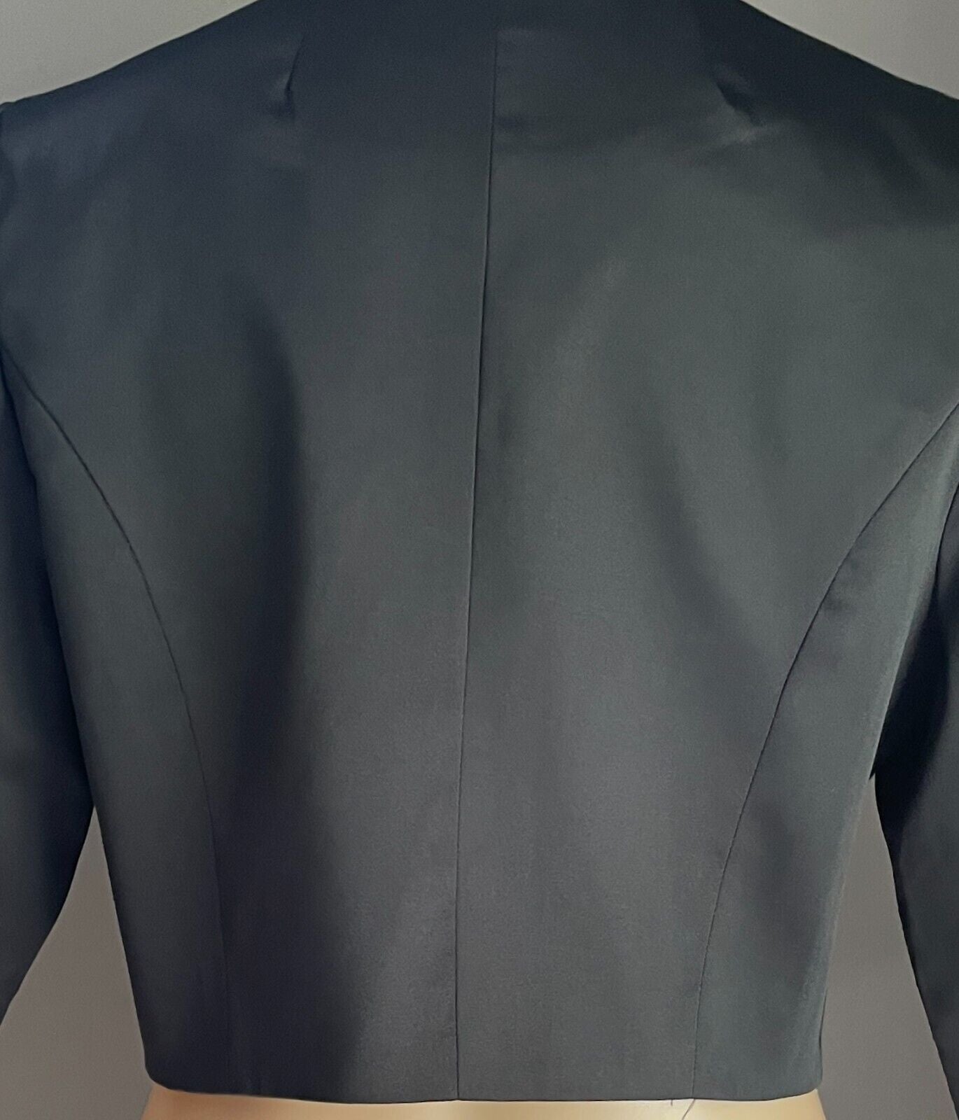 MONTIQUE "Carina" Jacket Black SATIN Crop Bolero Collarless Sz 12 NEW