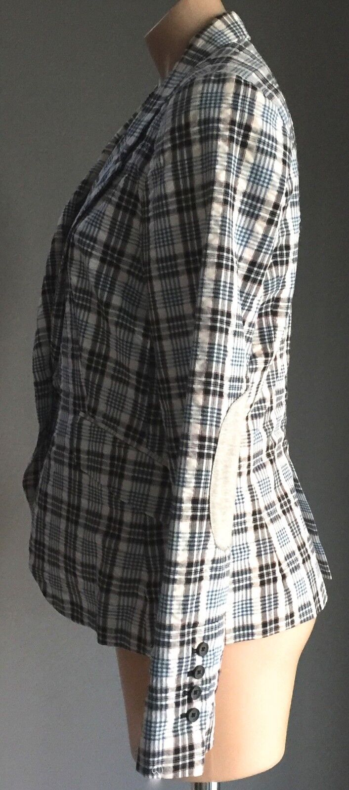 SPORTSGIRL Jacket Blazer Blue White & Red Check Lightweight Lined Casual Size 12