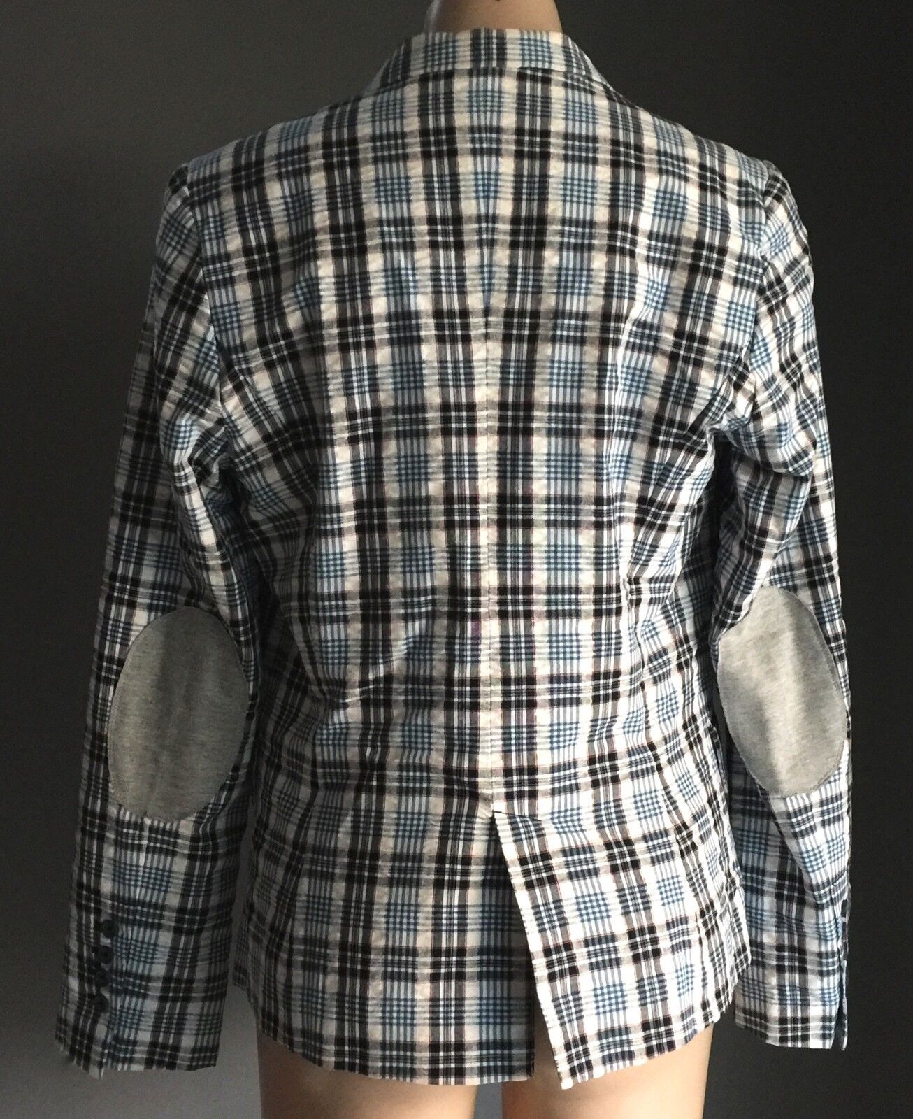 SPORTSGIRL Jacket Blazer Blue White & Red Check Lightweight Lined Casual Size 12