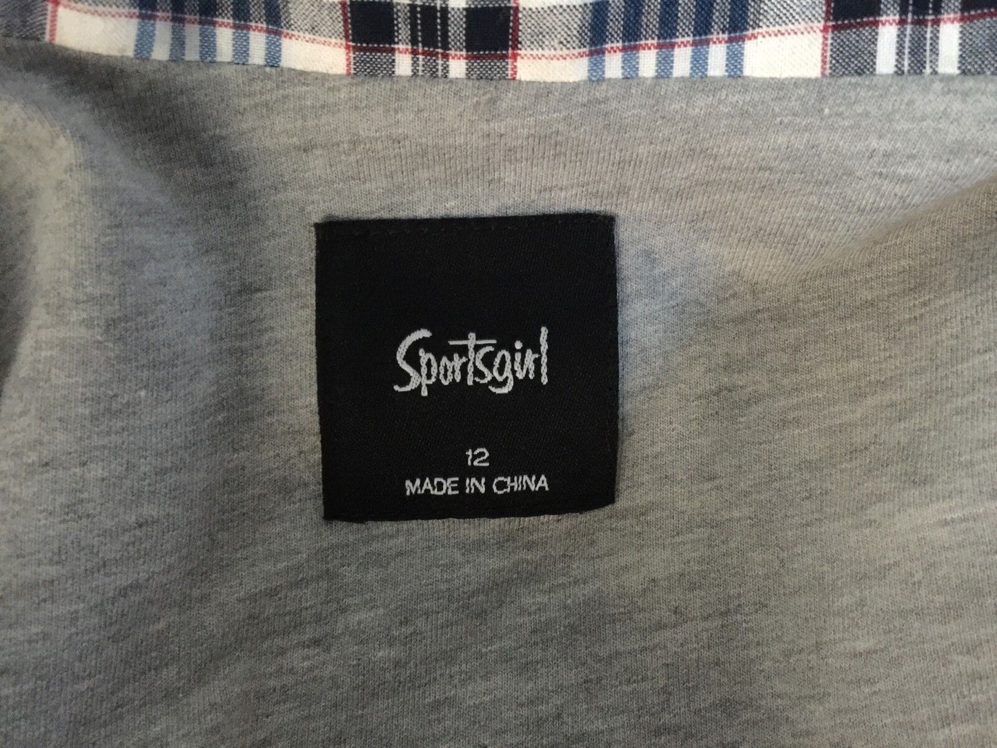 SPORTSGIRL Jacket Blazer Blue White & Red Check Lightweight Lined Casual Size 12