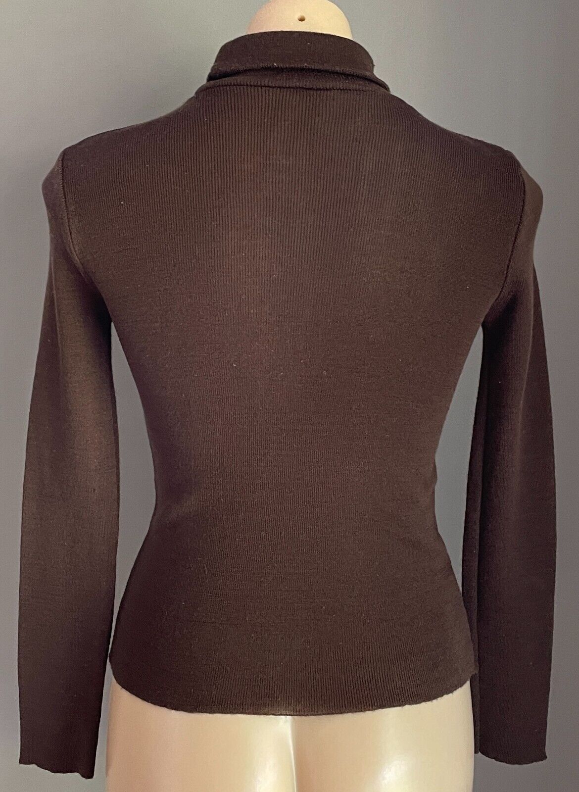 Vintage Jumper W & S KNITTING MILLS Brown Turtle Roll Neck Size 14 Wool Blend