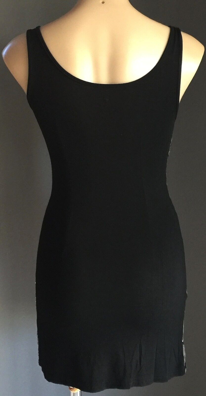 DRESS MINI Black Silver Sequin Tight Stretch Party LBD Ladies Size 8 10 NEW