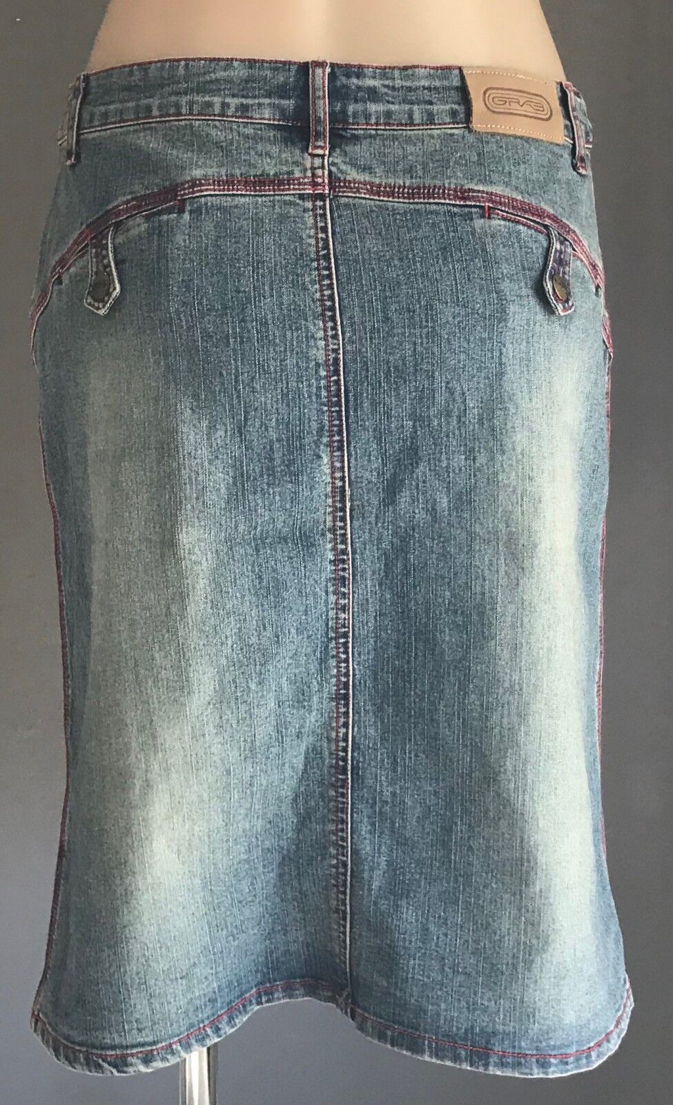 GRAB Denim Skirt Straight Faded Blue Denim Stretch Jeans Ladies Size 10