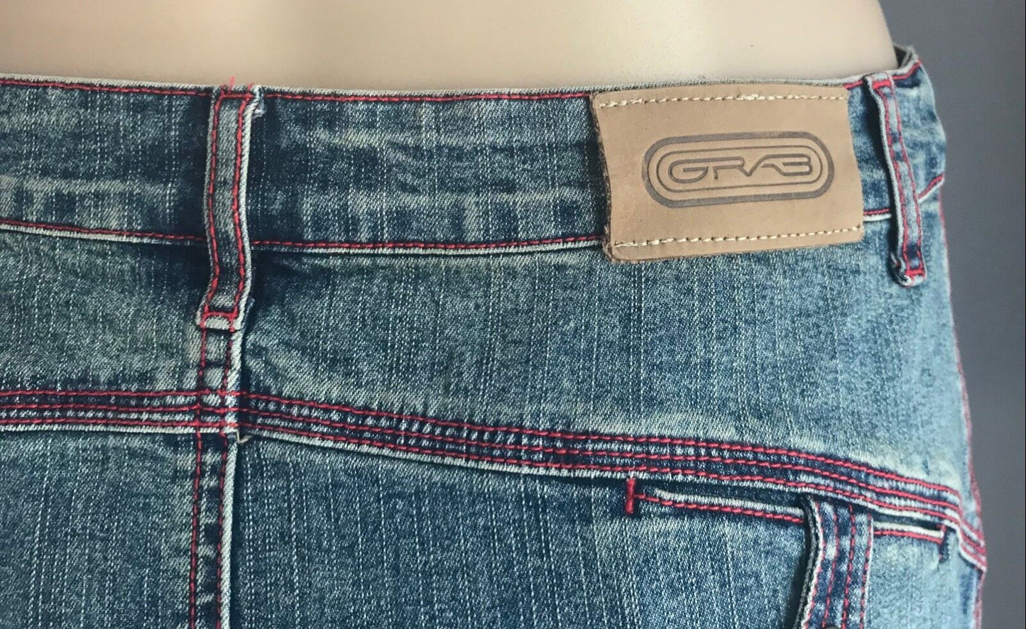 GRAB Denim Skirt Straight Faded Blue Denim Stretch Jeans Ladies Size 10