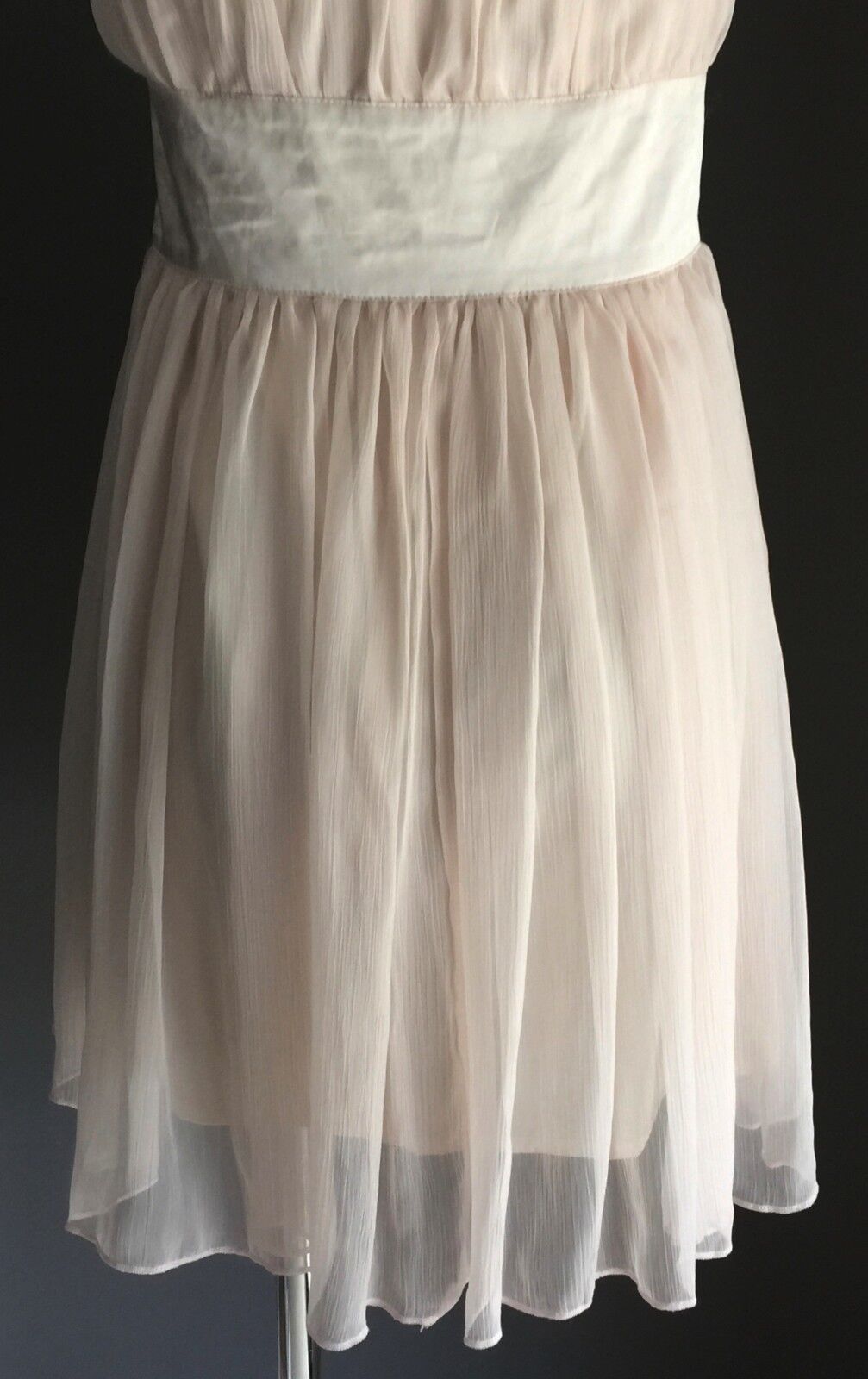 VALLEYGIRL Strapless Dress Ivory Gathered Beaded Empire Waist Size 12 Retro