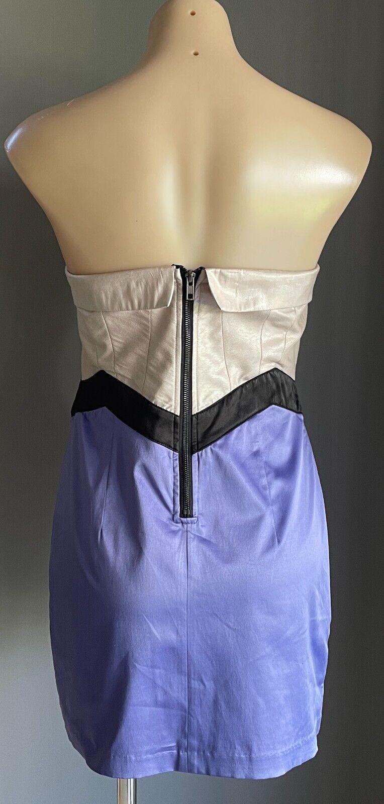 LADAKH Strapless Mini Dress Beige Black Purple Spaghetti Straps Size 12 NEW