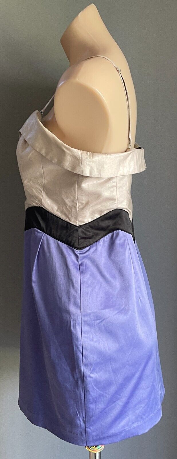 LADAKH Strapless Mini Dress Beige Black Purple Spaghetti Straps Size 12 NEW