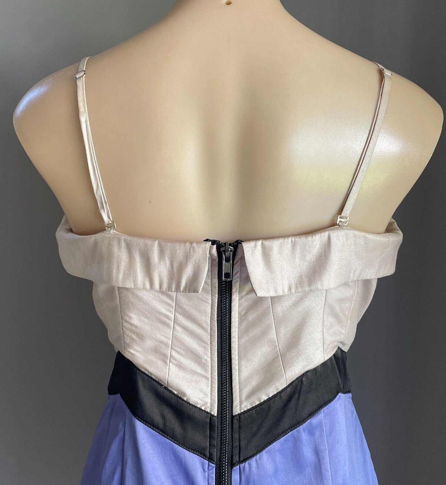 LADAKH Strapless Mini Dress Beige Black Purple Spaghetti Straps Size 12 NEW