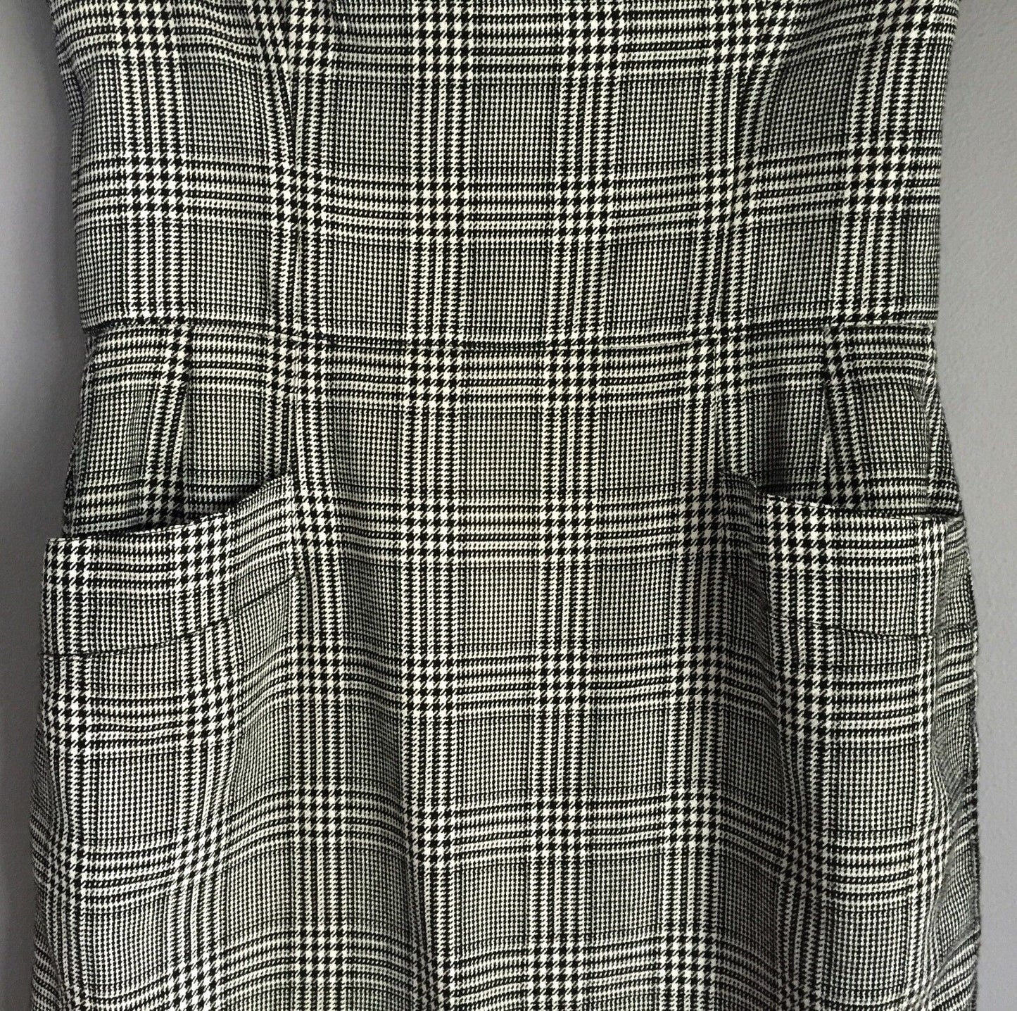 Strapless Dress ESCADA Check Plaid Fabric Pockets Size 38 AU 10 Genuine Vintage