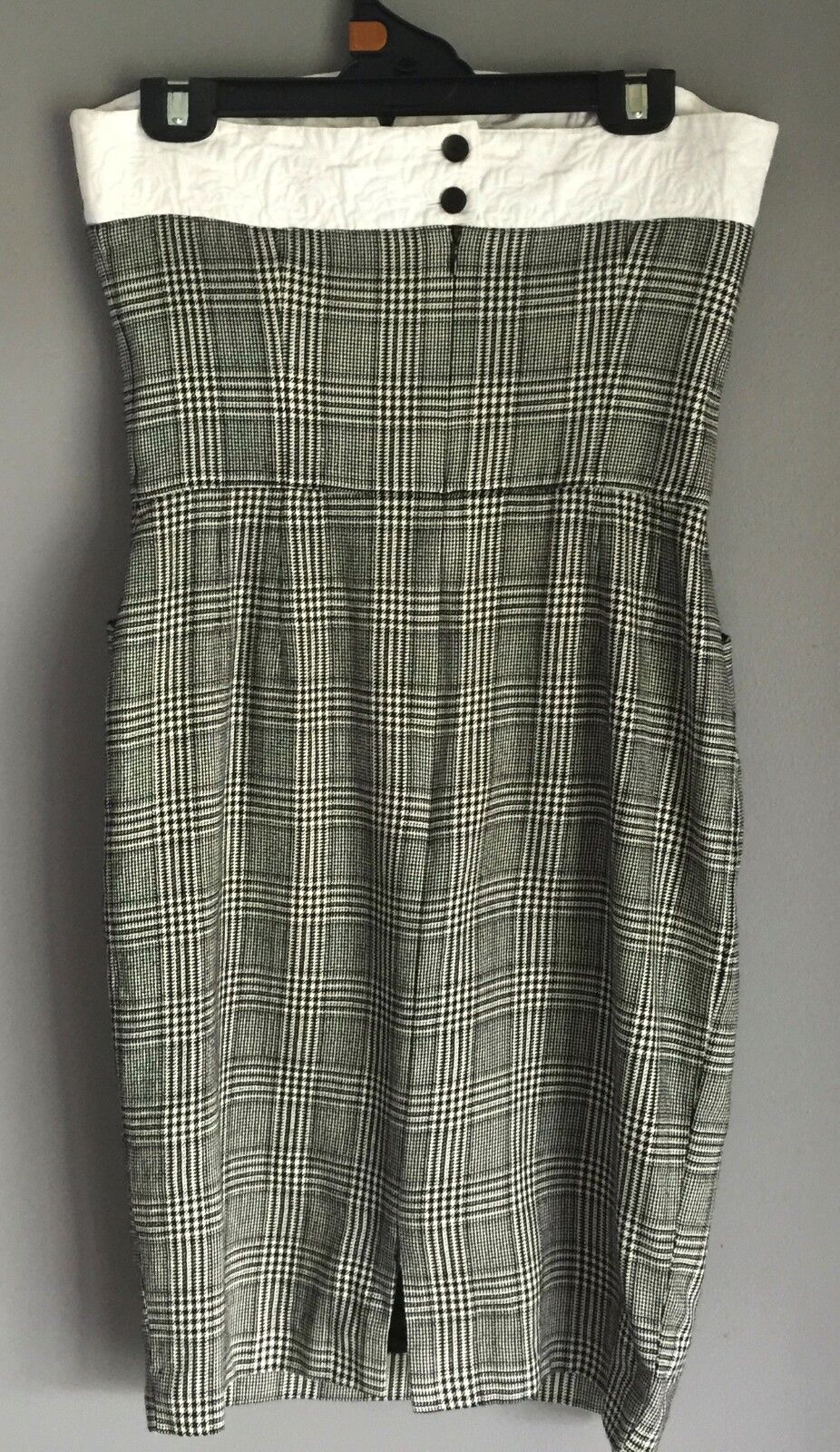 Strapless Dress ESCADA Check Plaid Fabric Pockets Size 38 AU 10 Genuine Vintage