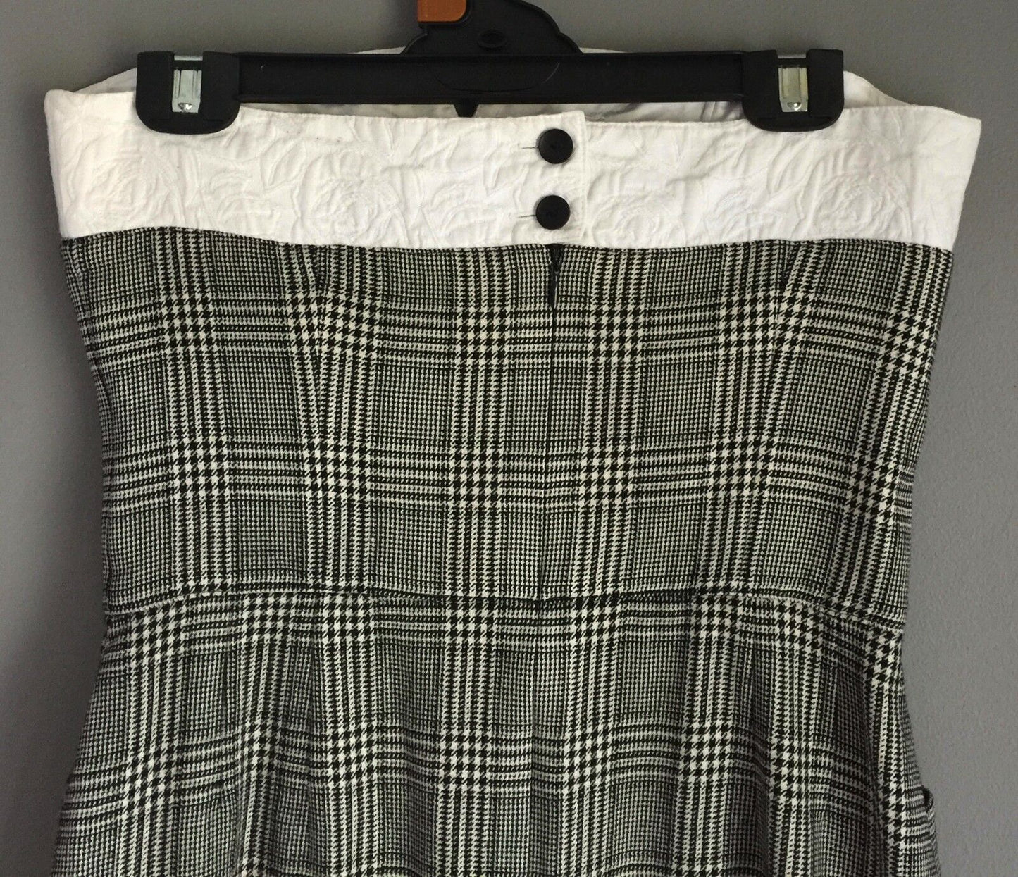Strapless Dress ESCADA Check Plaid Fabric Pockets Size 38 AU 10 Genuine Vintage