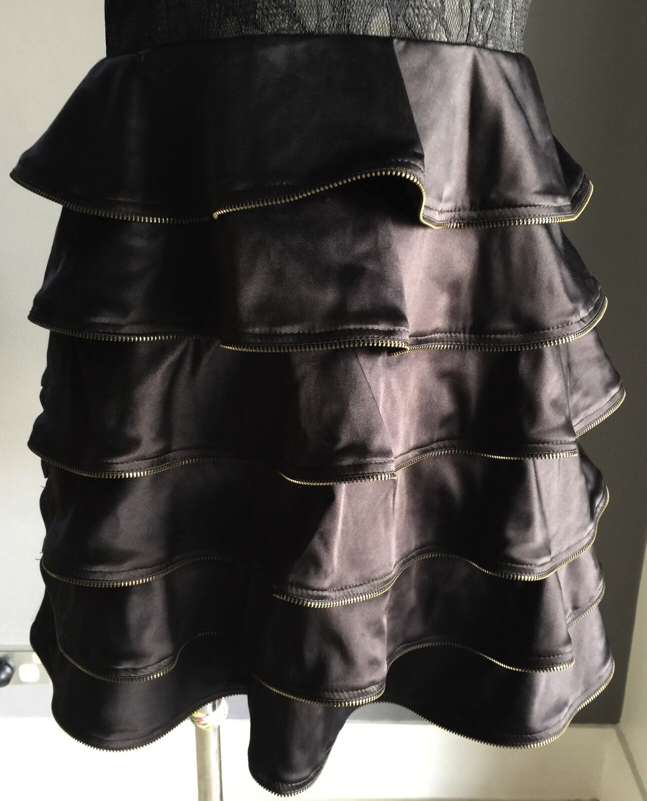 Strapless Dress PILGRIM AUSTRALIA Black  Tier Skirt Layer Ruffle Size 10 Vintage