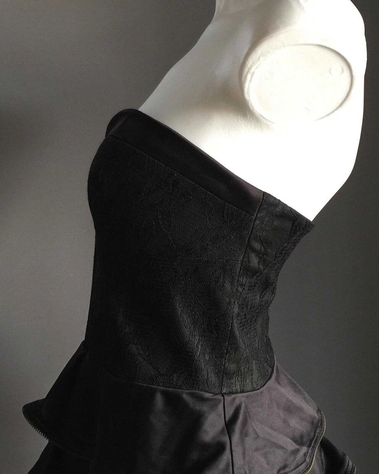 Strapless Dress PILGRIM AUSTRALIA Black  Tier Skirt Layer Ruffle Size 10 Vintage