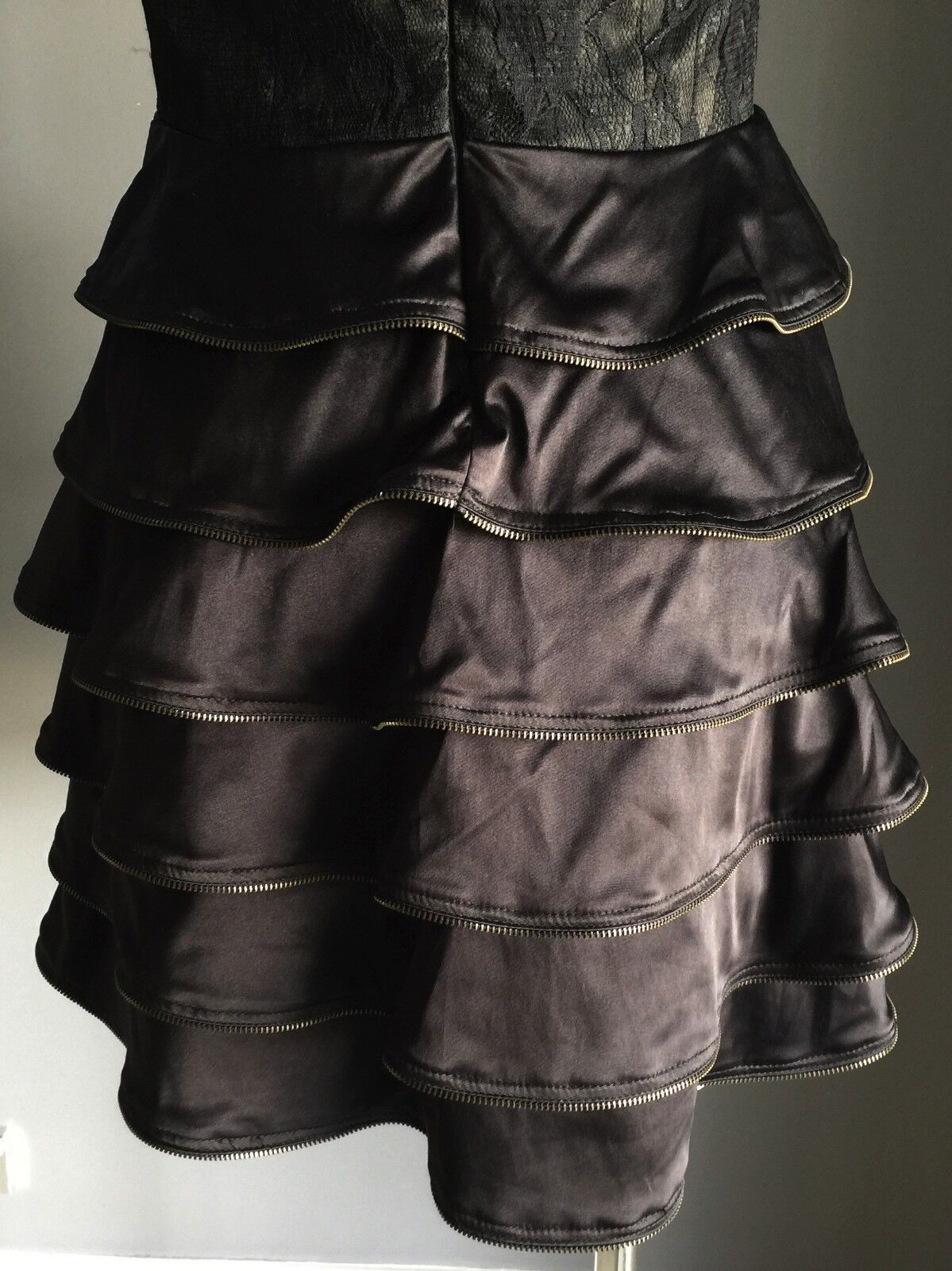 Strapless Dress PILGRIM AUSTRALIA Black  Tier Skirt Layer Ruffle Size 10 Vintage