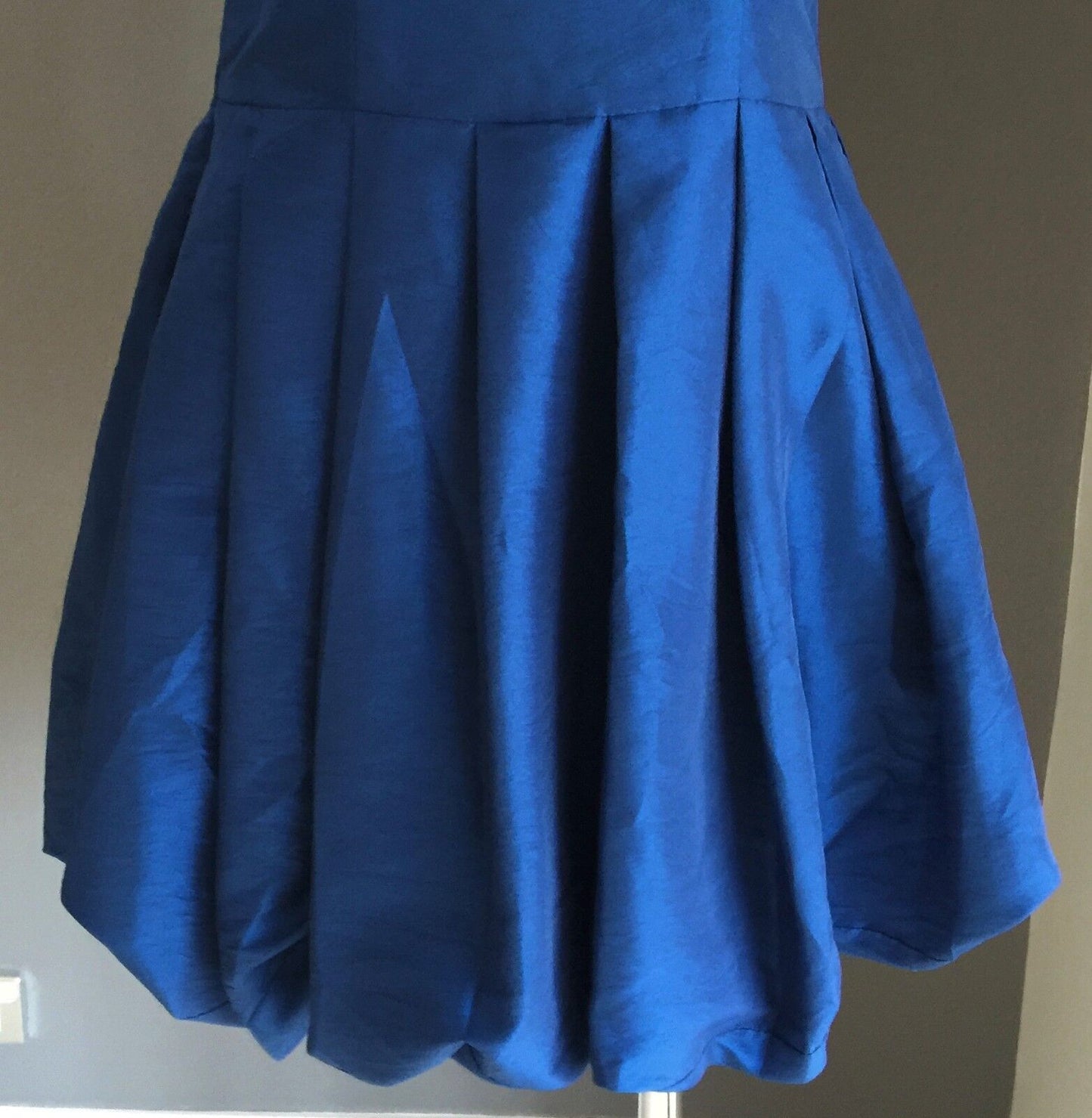 YALY COUTURE Strapless Dress Satin Look Bubble Electric Blue Size 10 NEW