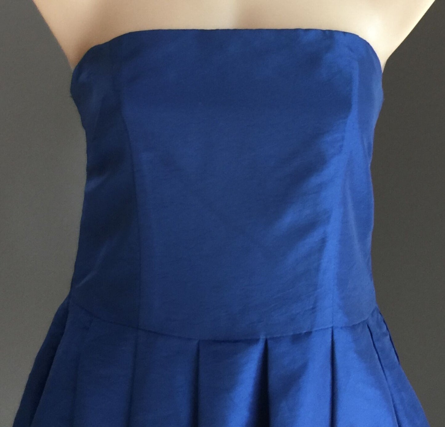 YALY COUTURE Strapless Dress Satin Look Bubble Electric Blue Size 10 NEW