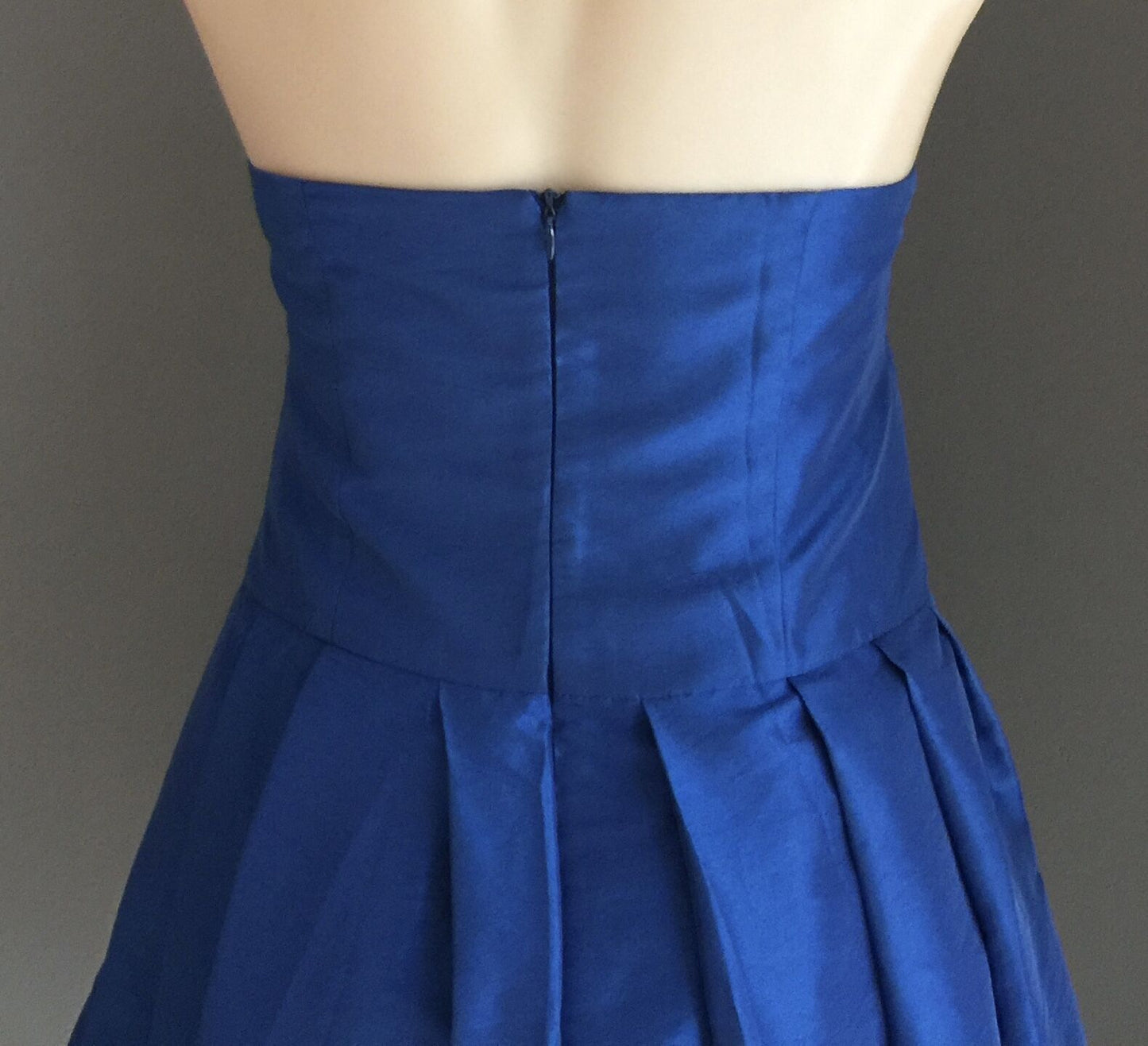 YALY COUTURE Strapless Dress Satin Look Bubble Electric Blue Size 10 NEW