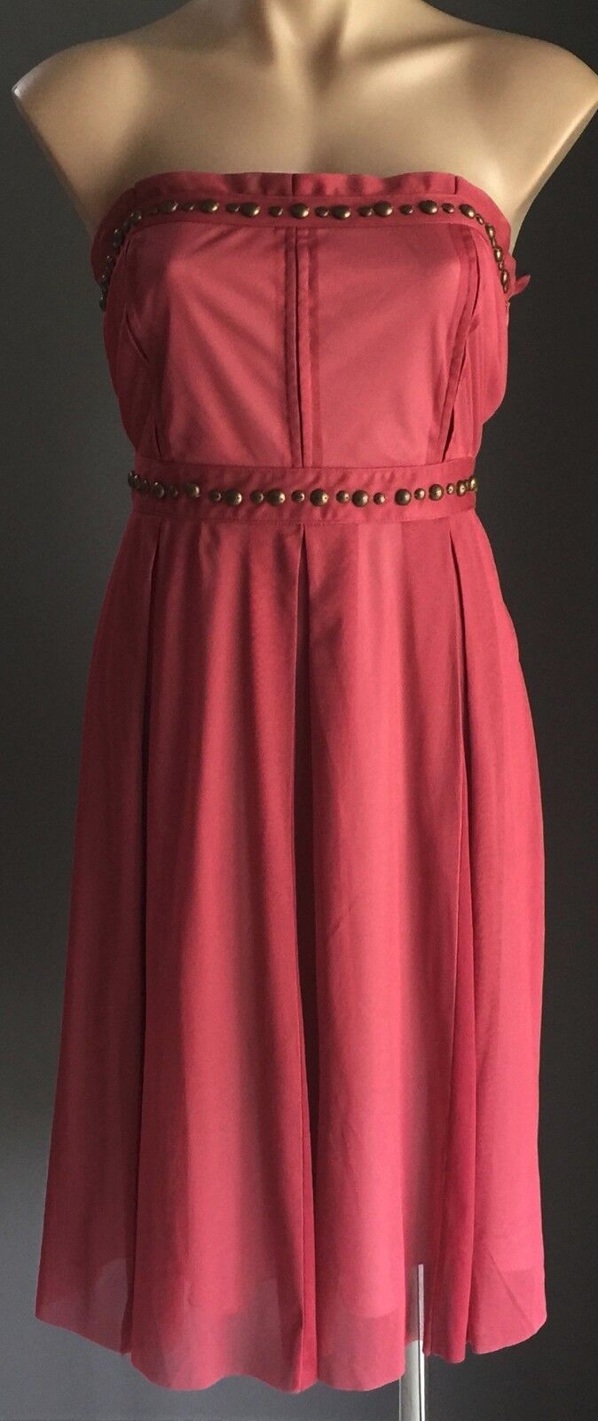 SEDUCE Strapless Dress ink Mesh Net with Bronze Studs Size 14 10 12 Party