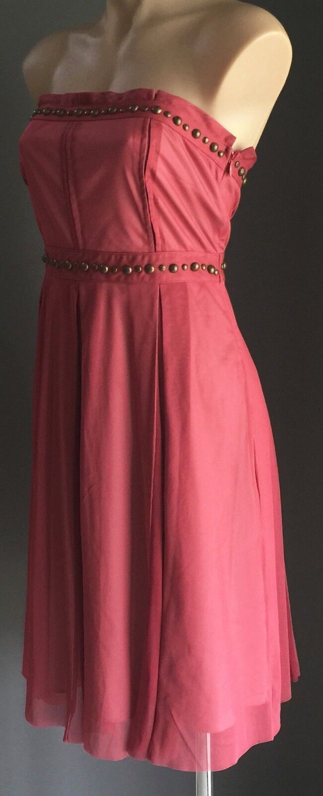 SEDUCE Strapless Dress ink Mesh Net with Bronze Studs Size 14 10 12 Party