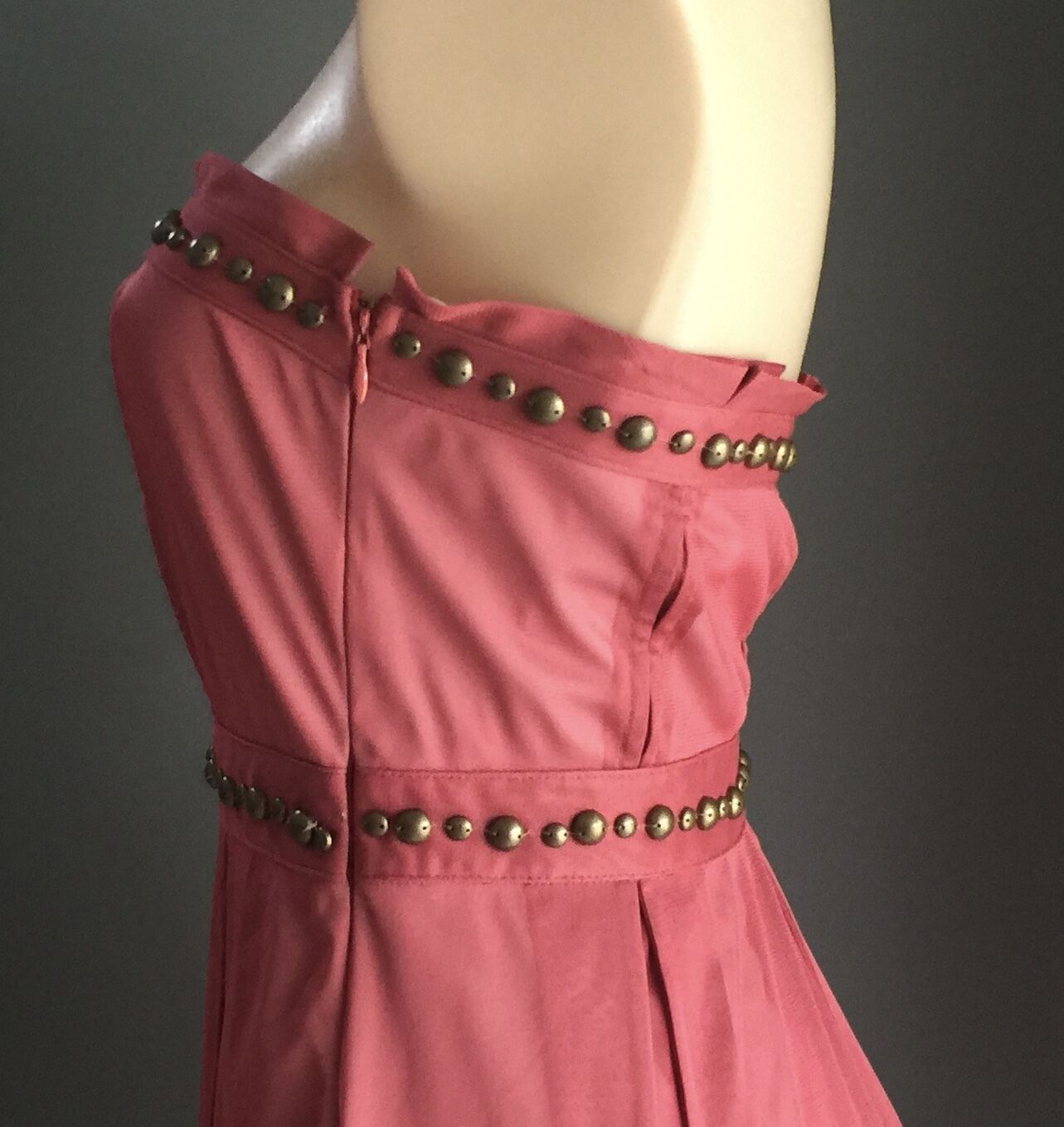 SEDUCE Strapless Dress ink Mesh Net with Bronze Studs Size 14 10 12 Party