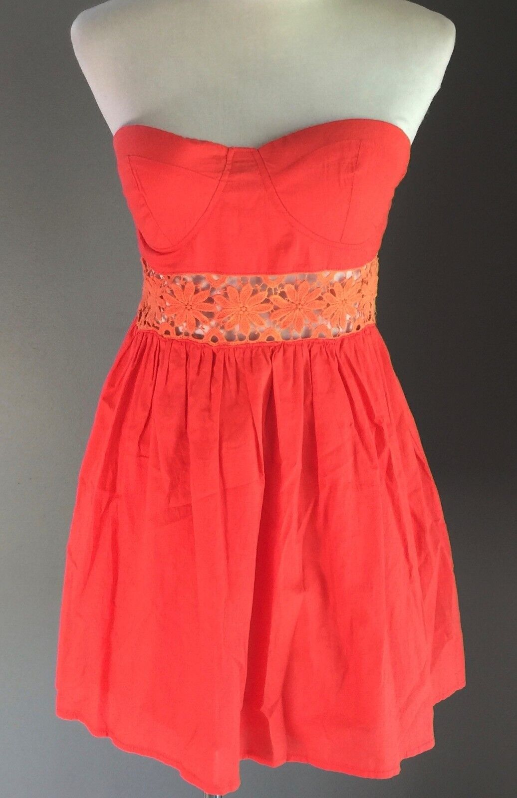 Strapless Dress LOVING THINGS Orange  Fit & Flare Size 12 (Model is size 8)