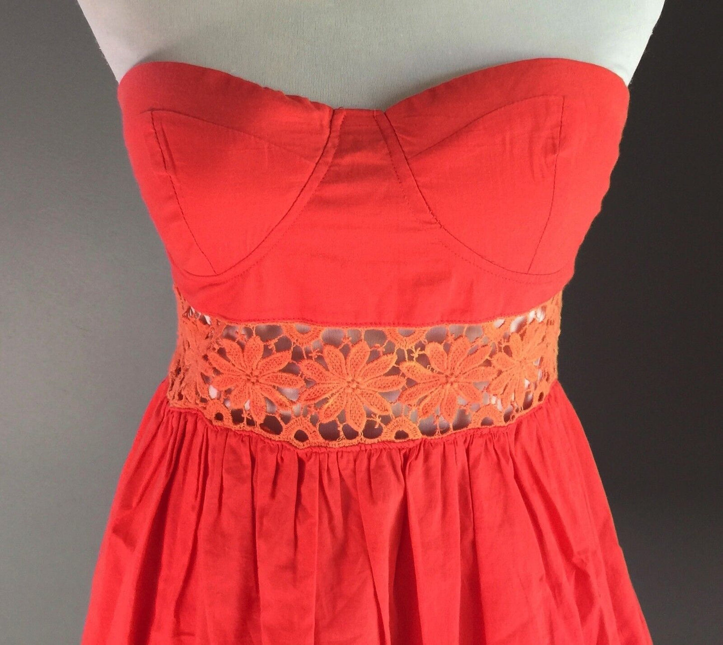 Strapless Dress LOVING THINGS Orange  Fit & Flare Size 12 (Model is size 8)