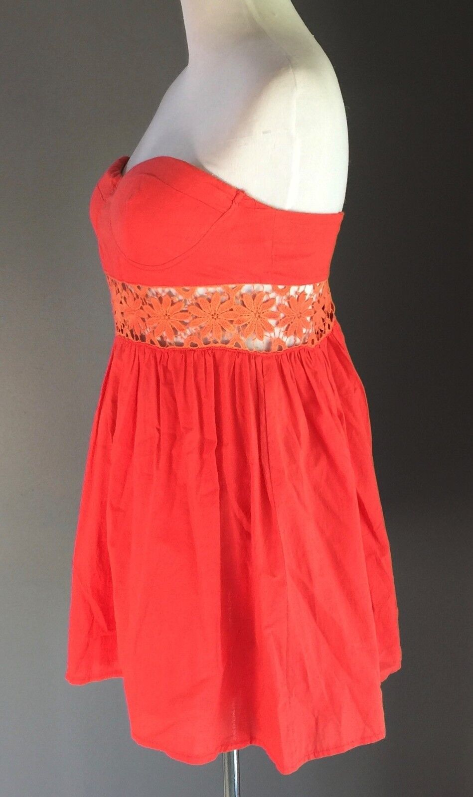 Strapless Dress LOVING THINGS Orange  Fit & Flare Size 12 (Model is size 8)