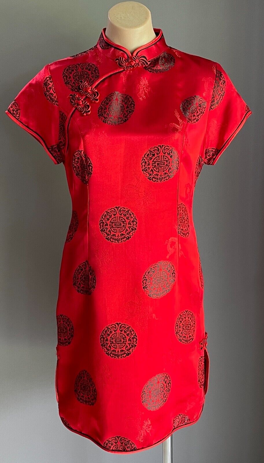 Thao Fashion Cheongsam Traditional Chinese Style Dress Qipao Red Black Size 12