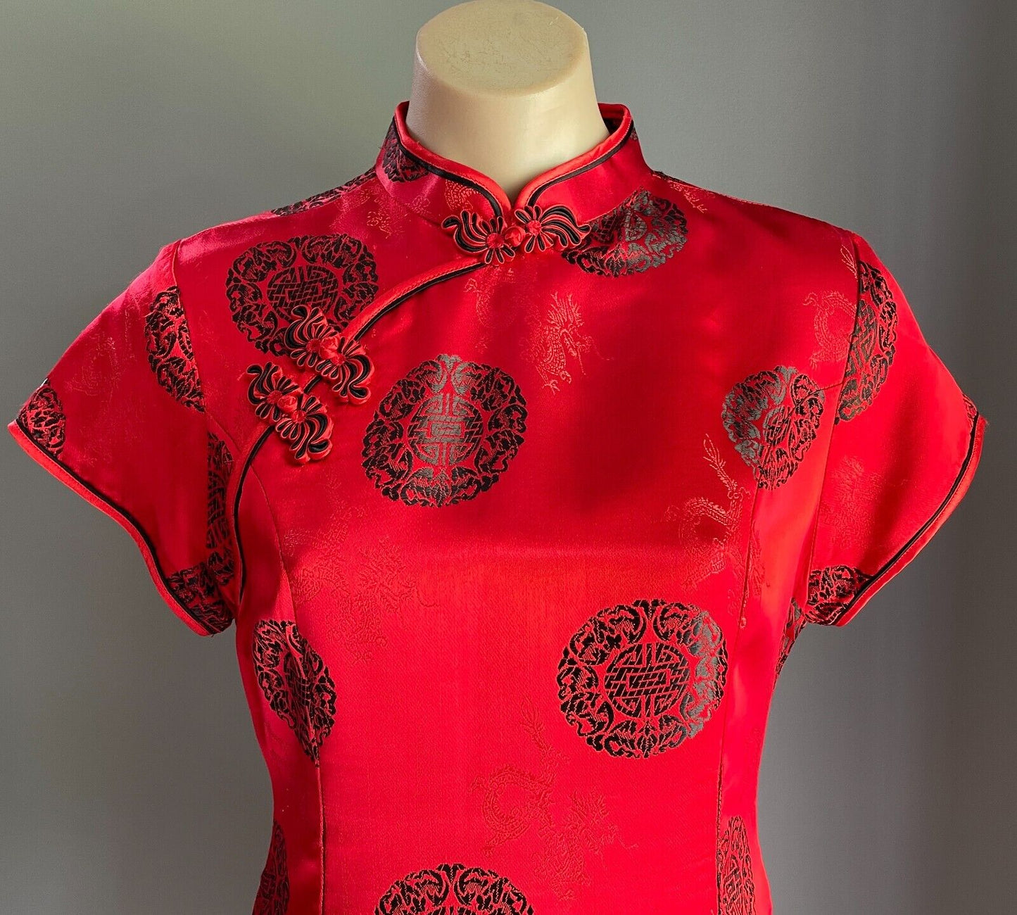 Thao Fashion Cheongsam Traditional Chinese Style Dress Qipao Red Black Size 12