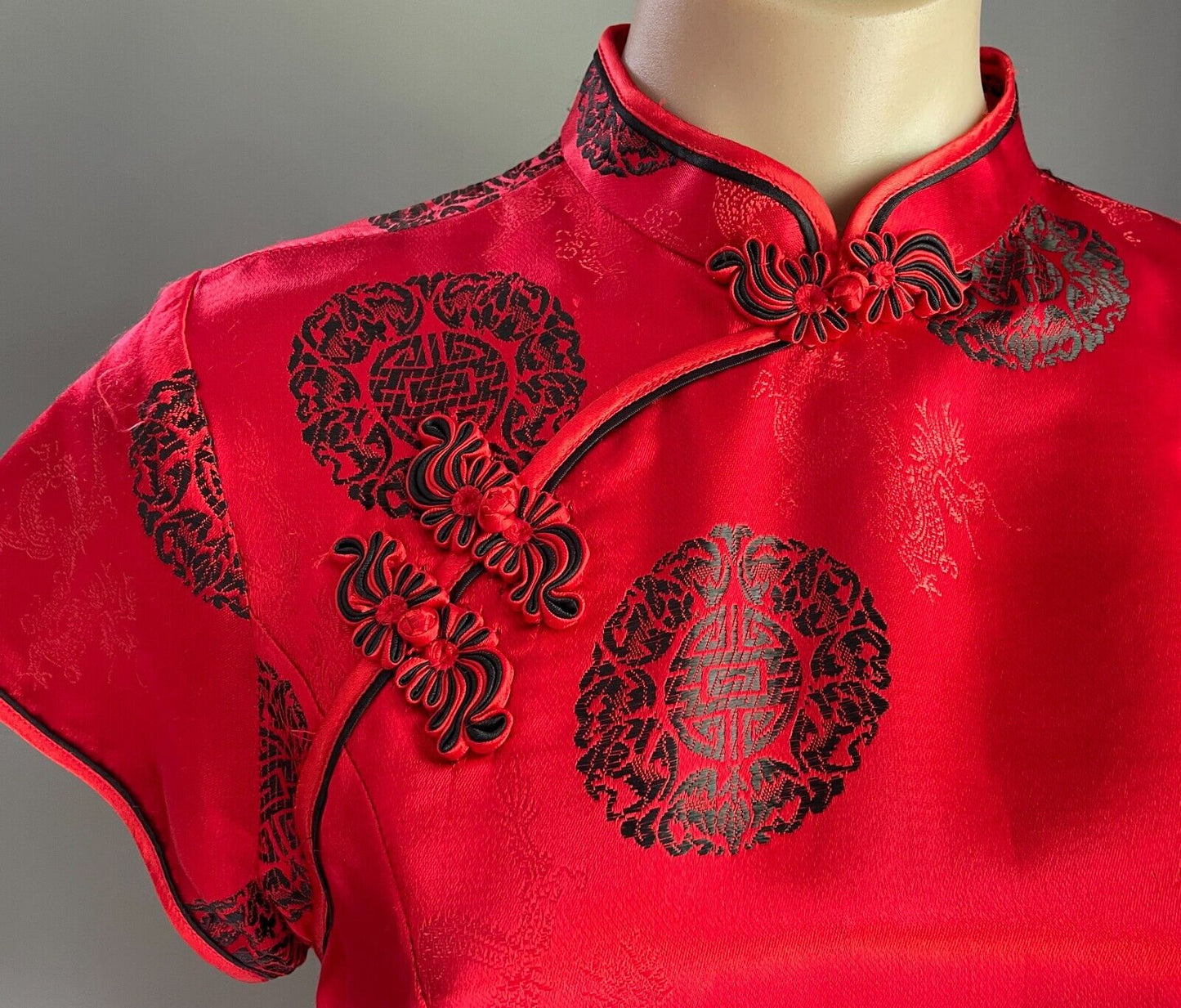 Thao Fashion Cheongsam Traditional Chinese Style Dress Qipao Red Black Size 12