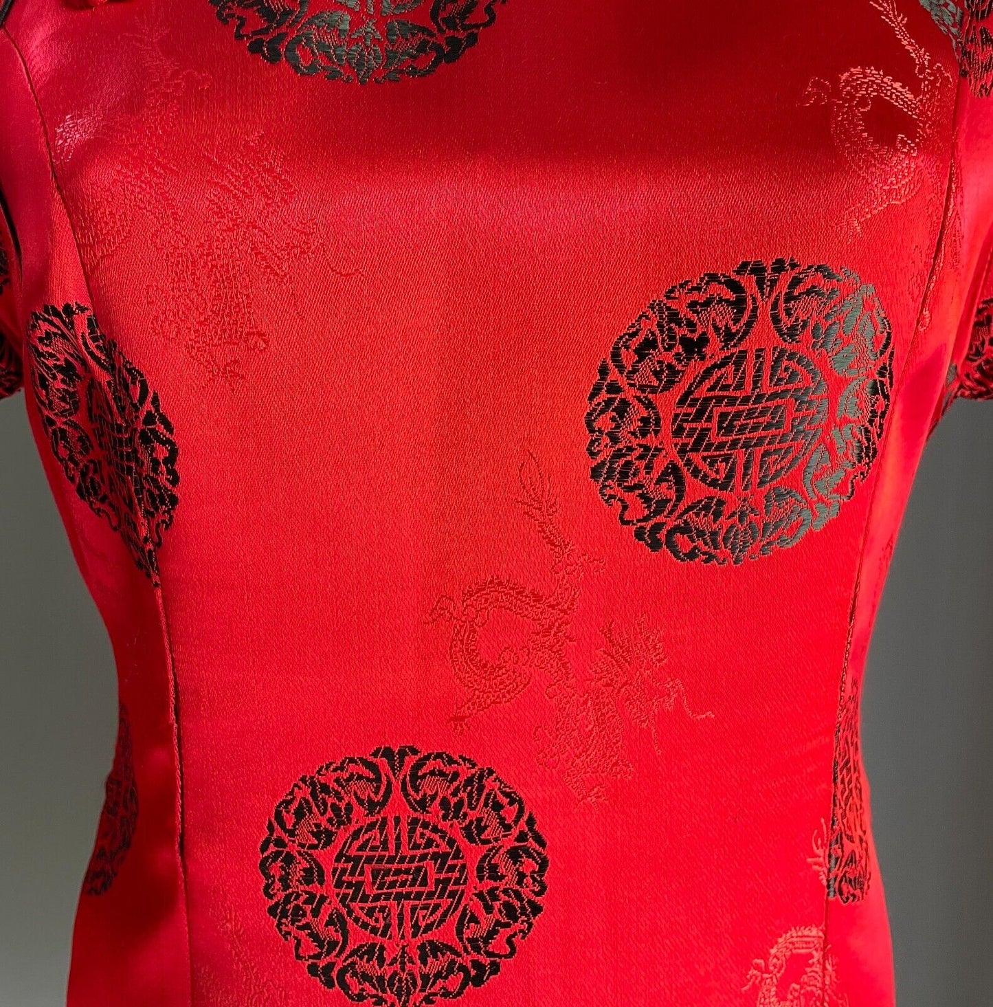 Thao Fashion Cheongsam Traditional Chinese Style Dress Qipao Red Black Size 12