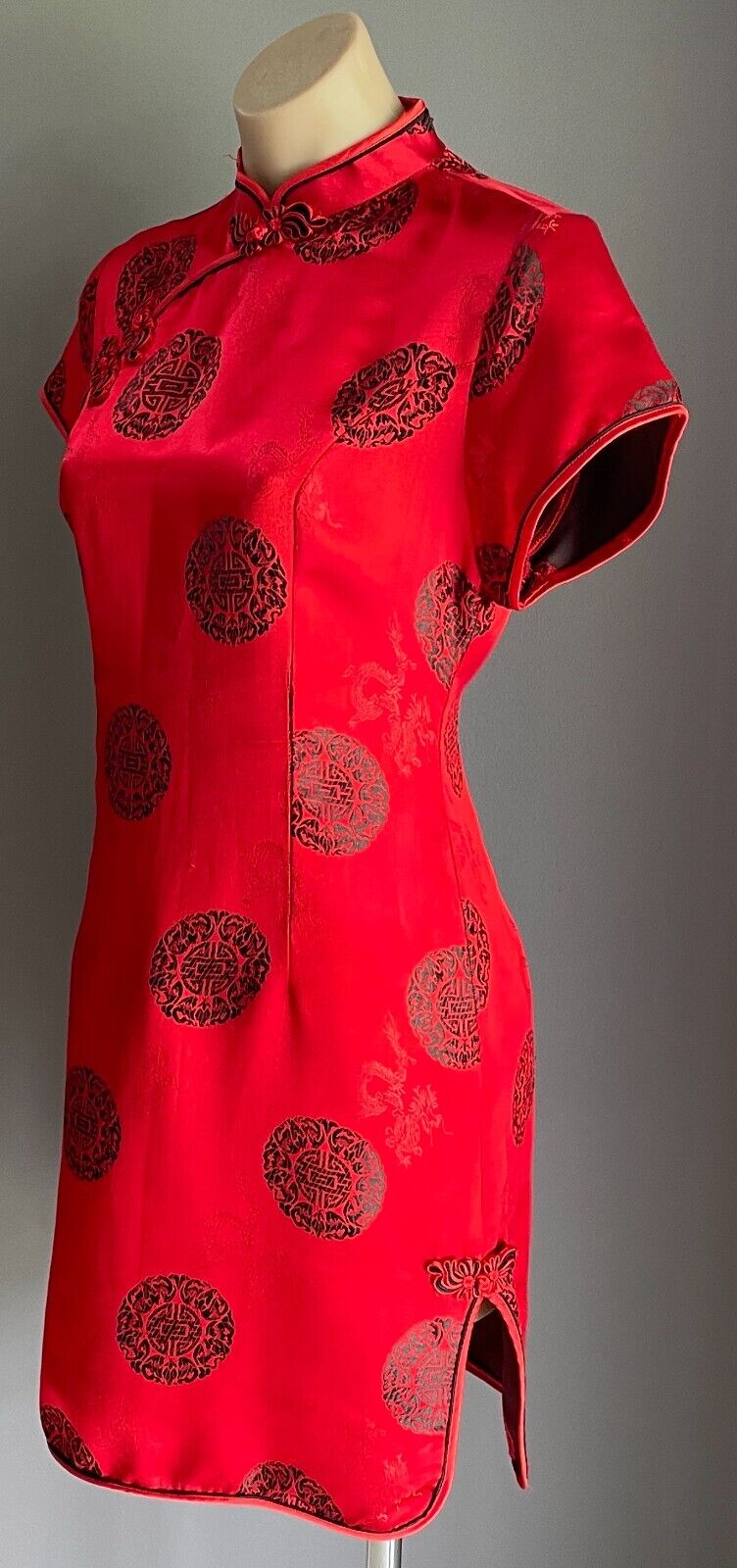 Thao Fashion Cheongsam Traditional Chinese Style Dress Qipao Red Black Size 12