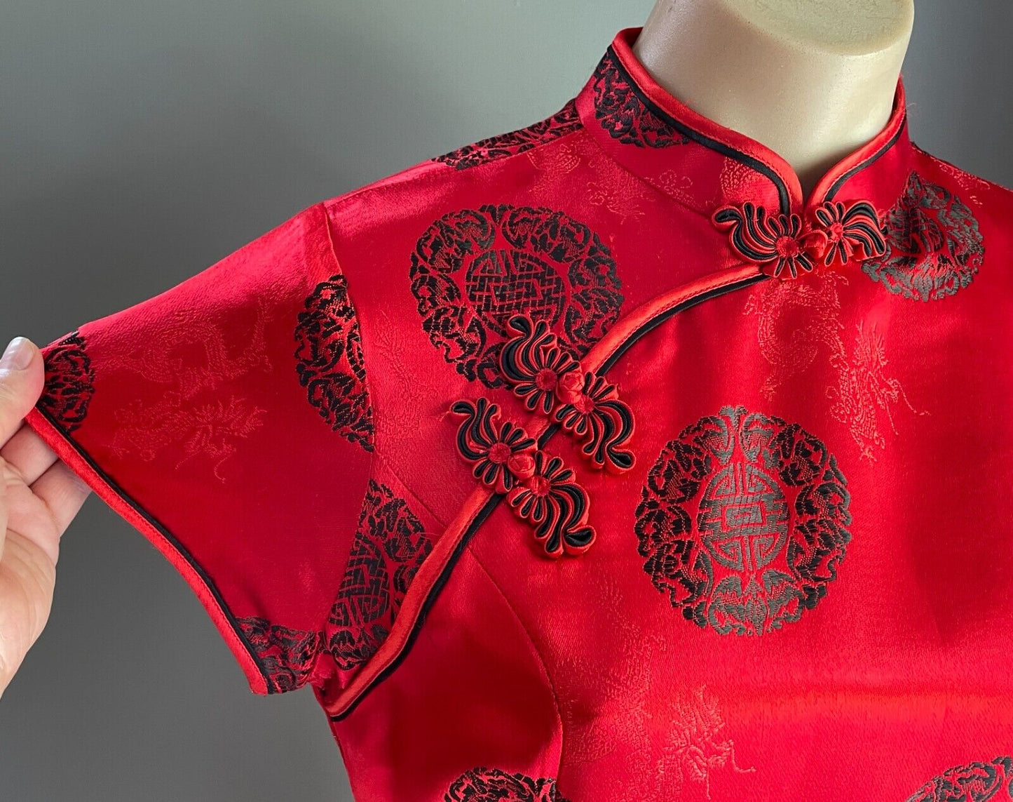 Thao Fashion Cheongsam Traditional Chinese Style Dress Qipao Red Black Size 12