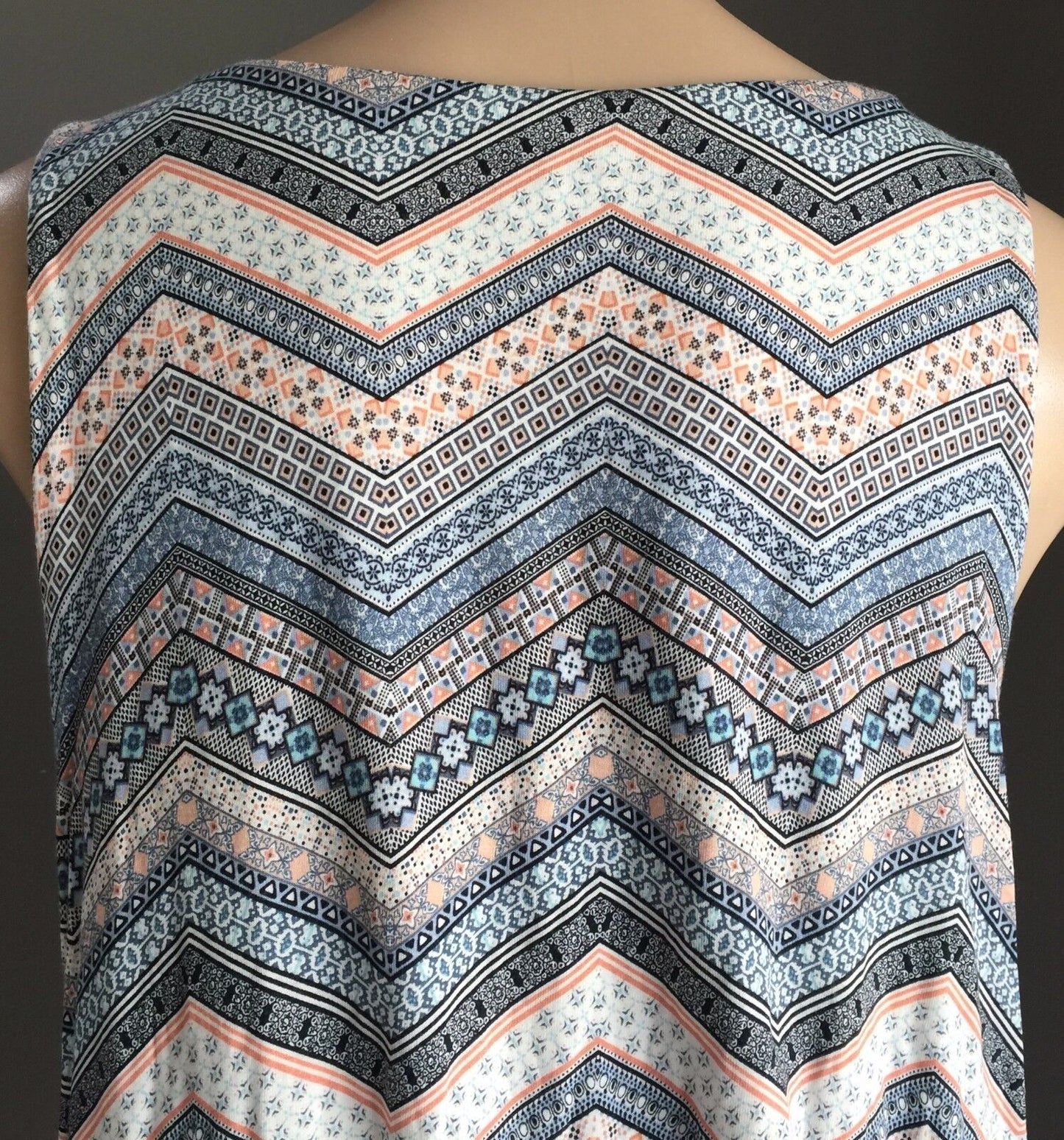 SUZANNE GRAE Dress Multi Colour Tile Print Sleeveless Blouson Size L 12 Retro