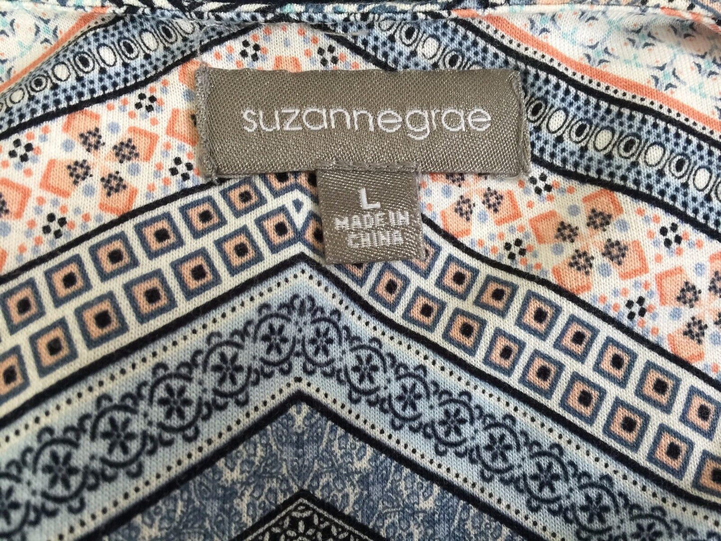 SUZANNE GRAE Dress Multi Colour Tile Print Sleeveless Blouson Size L 12 Retro