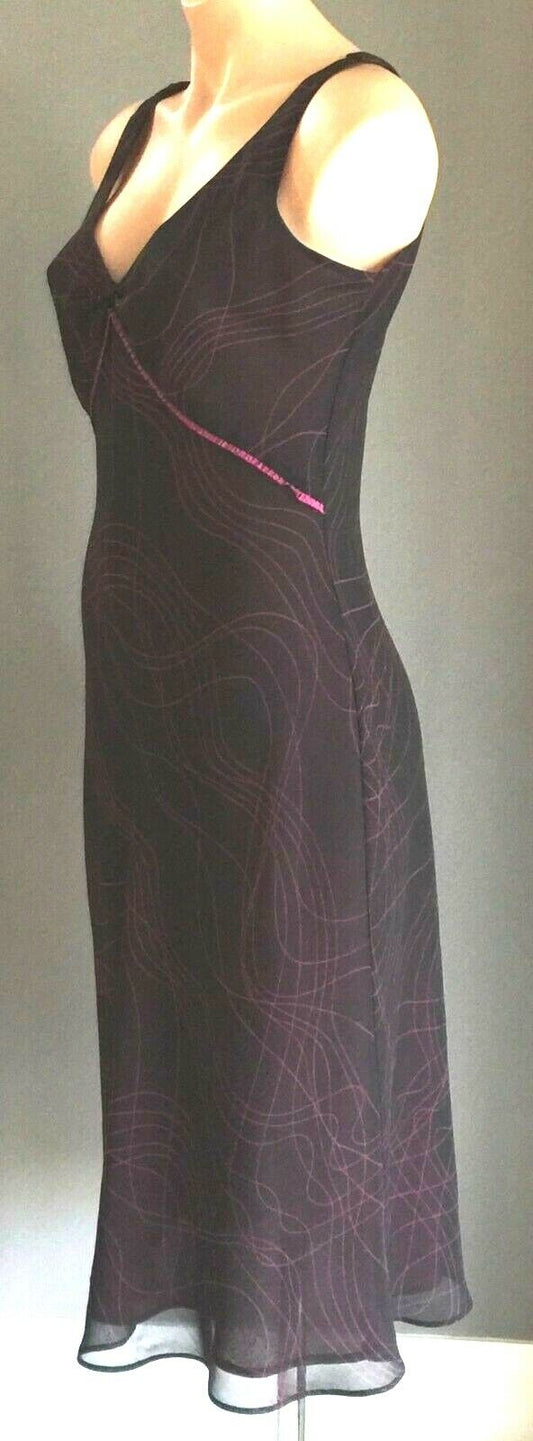 VERONIKA MAINE Dress Black & Cerise Sleeveless Sheath Red Pink Ladies Size 12