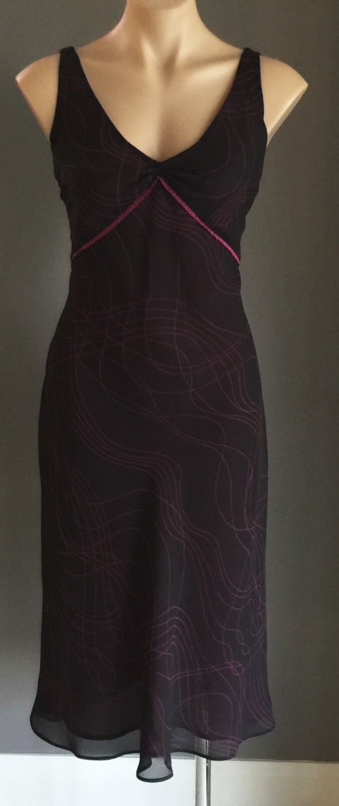VERONIKA MAINE Dress Black & Cerise Sleeveless Sheath Red Pink Ladies Size 12